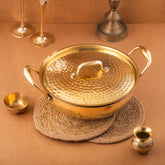 Brass Kadai with Lid - Hammered