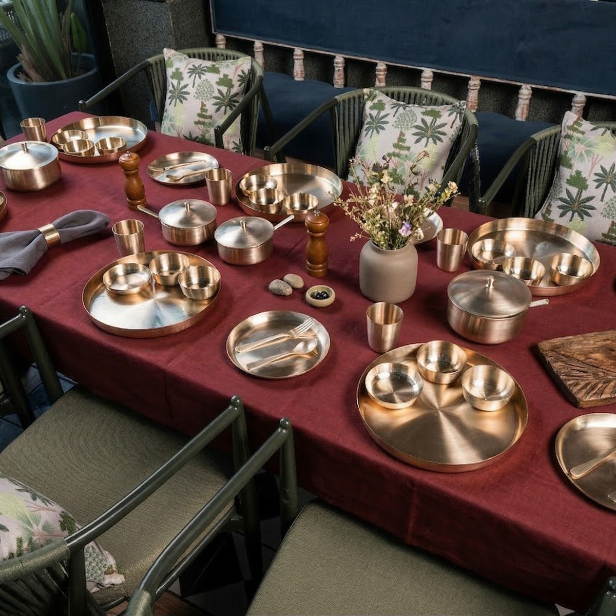 Premium Kansa Maharaja Thali Set – 60 Pcs | Raj Gharana Metals