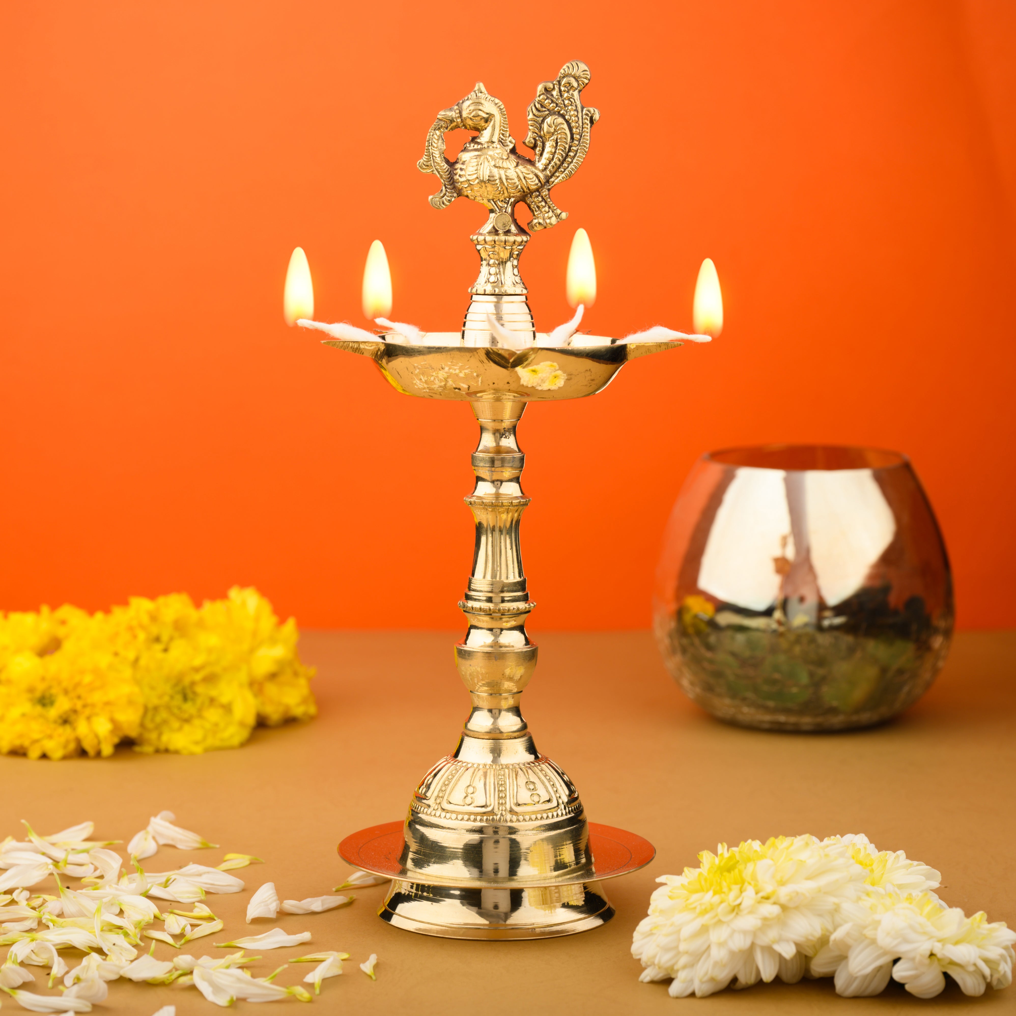 Brass Mahabharat Peacock Diya - Pack of 2