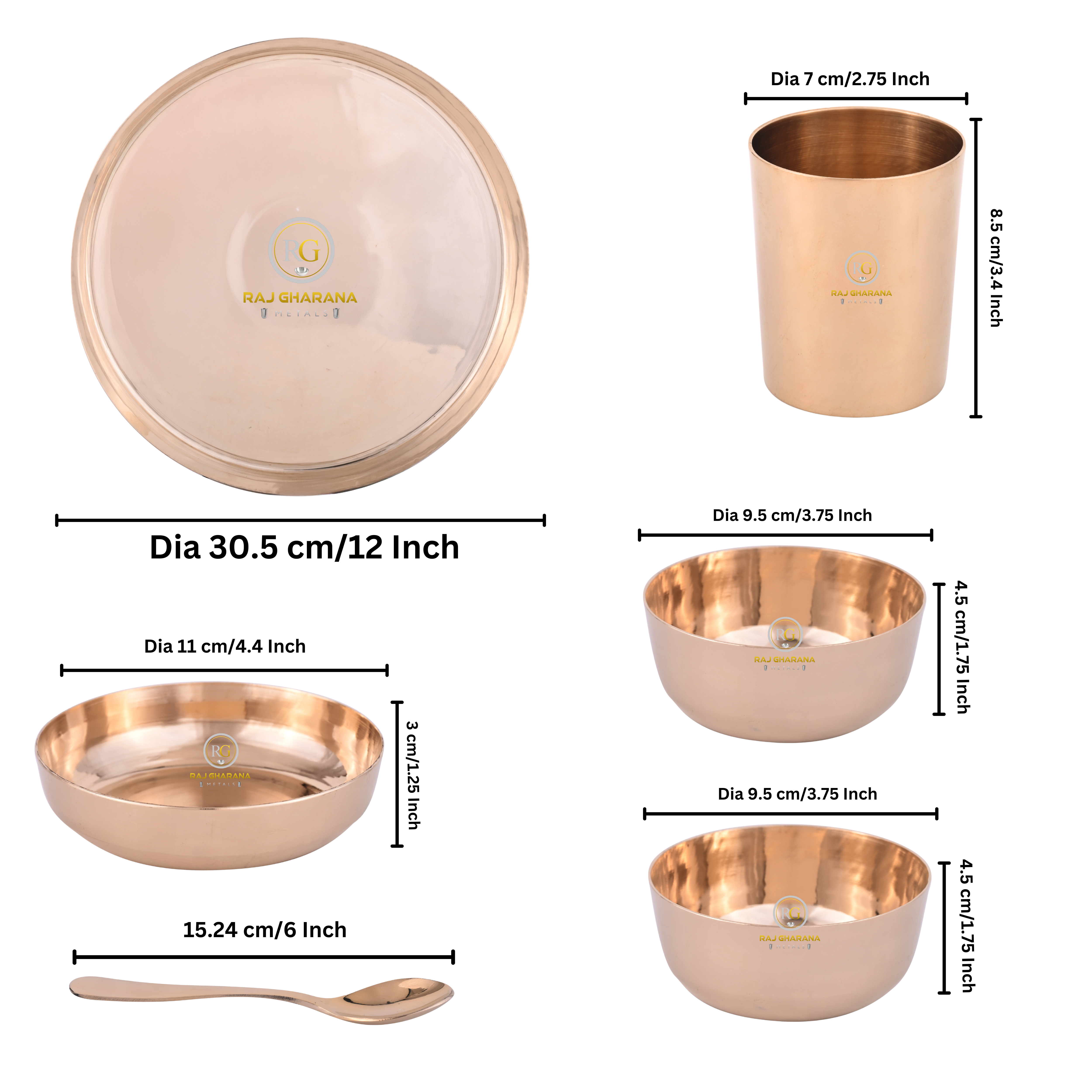 Kansa Dinner Set | Glossy Finished | 12 Inch