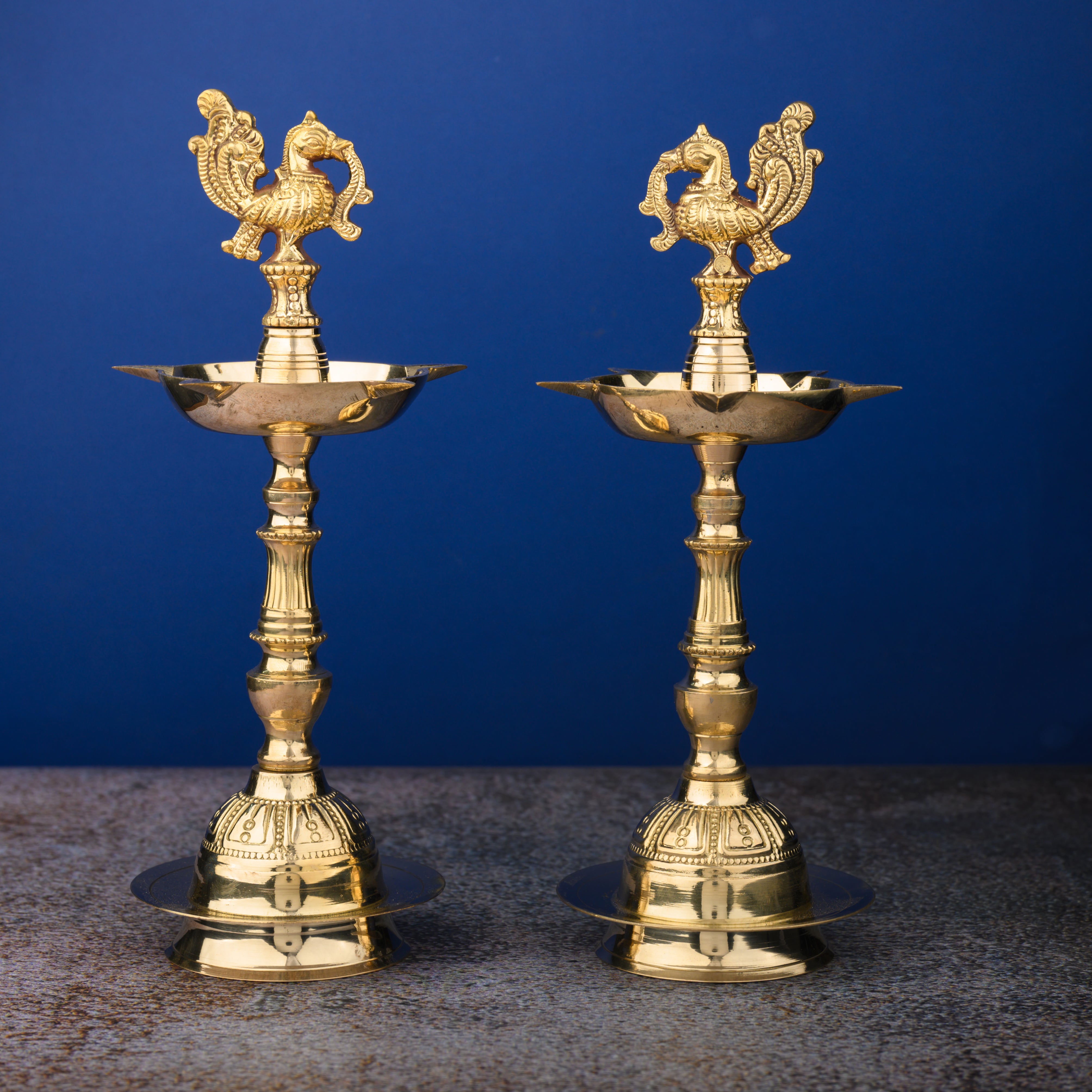 Brass Mahabharat Peacock Diya - Pack of 2