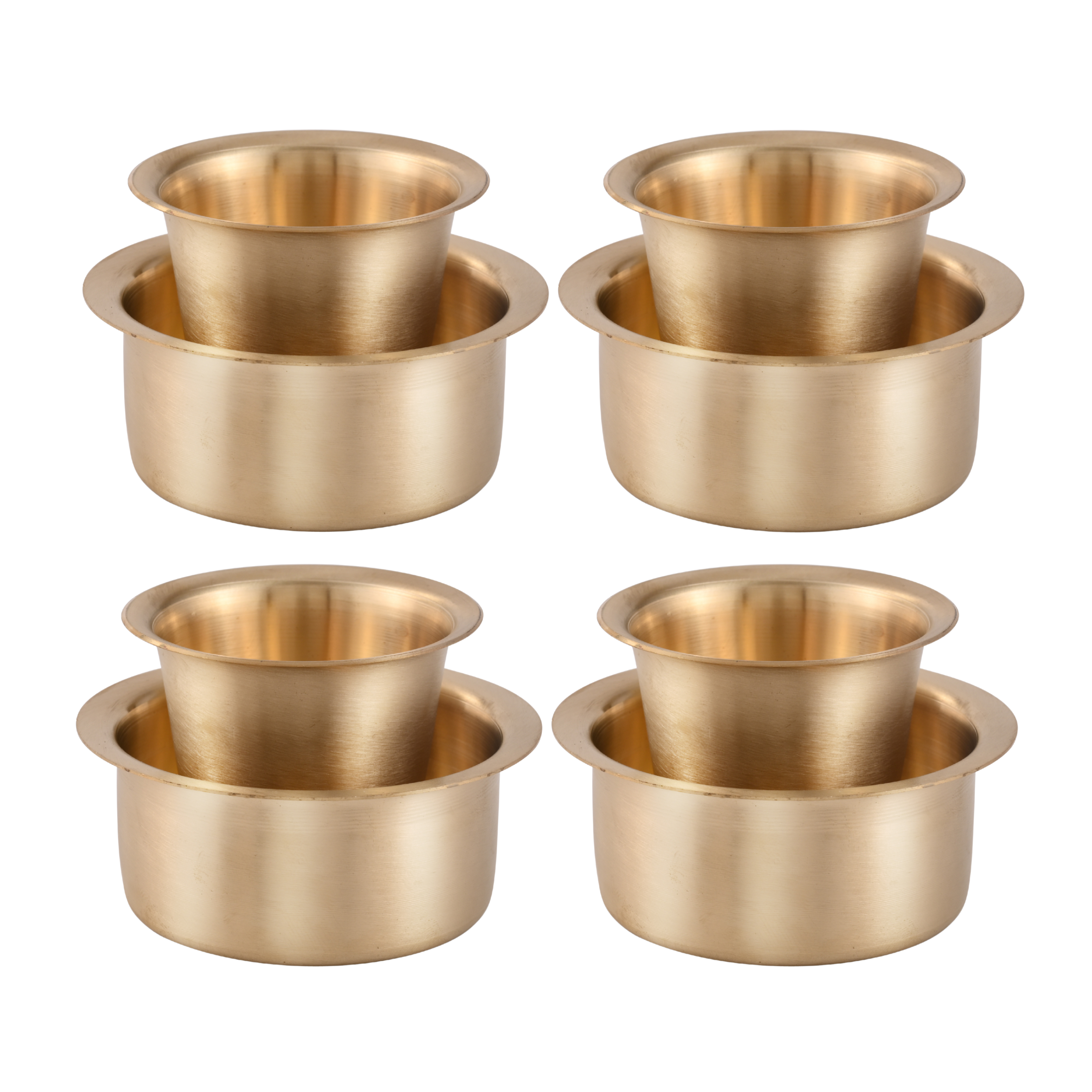 Brass Coffee Dabara Set - Matte Finished Pack of 4