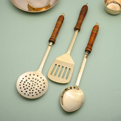 Brass Cooking Ladles | Set of 5