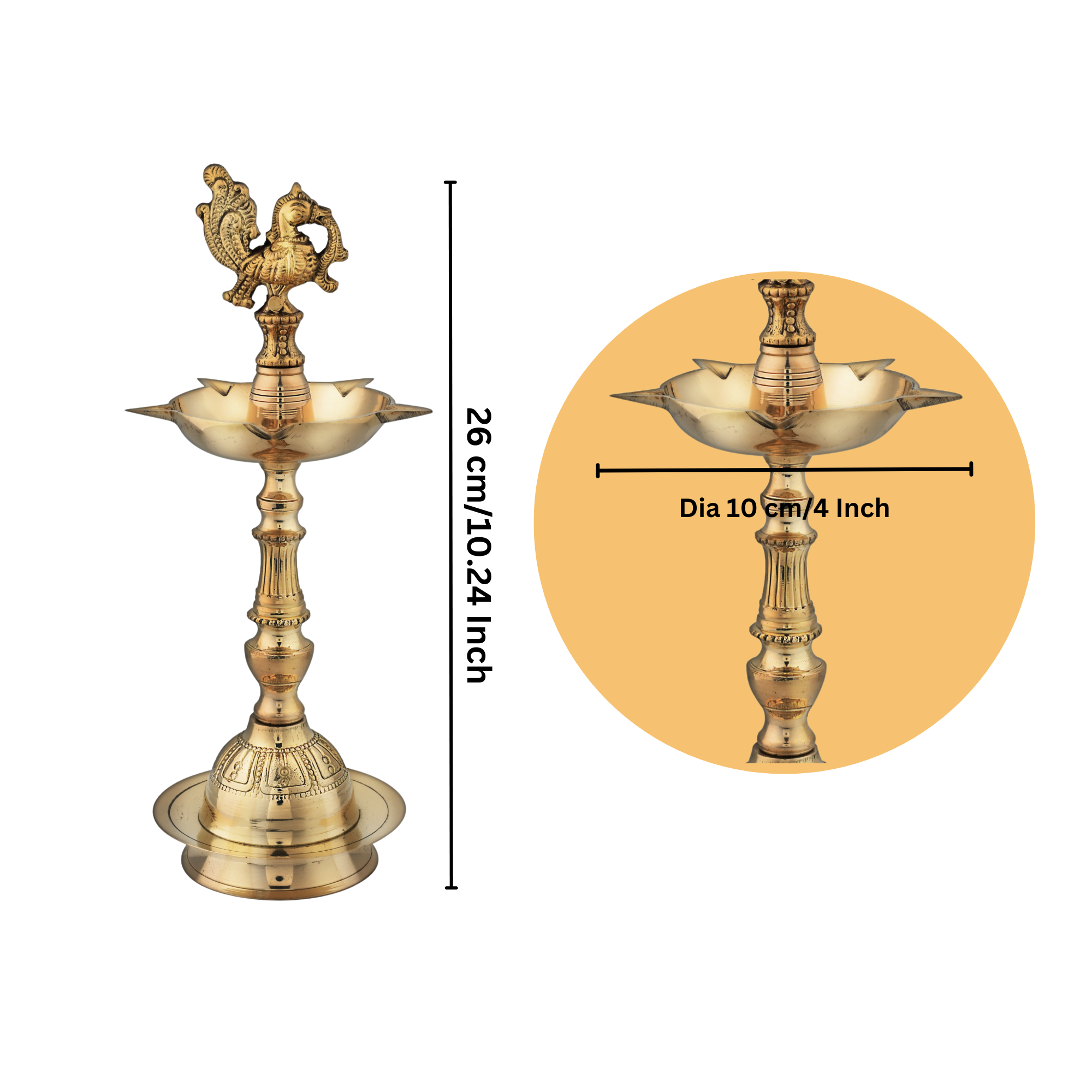 Brass Mahabharat Peacock Diya - Pack of 2