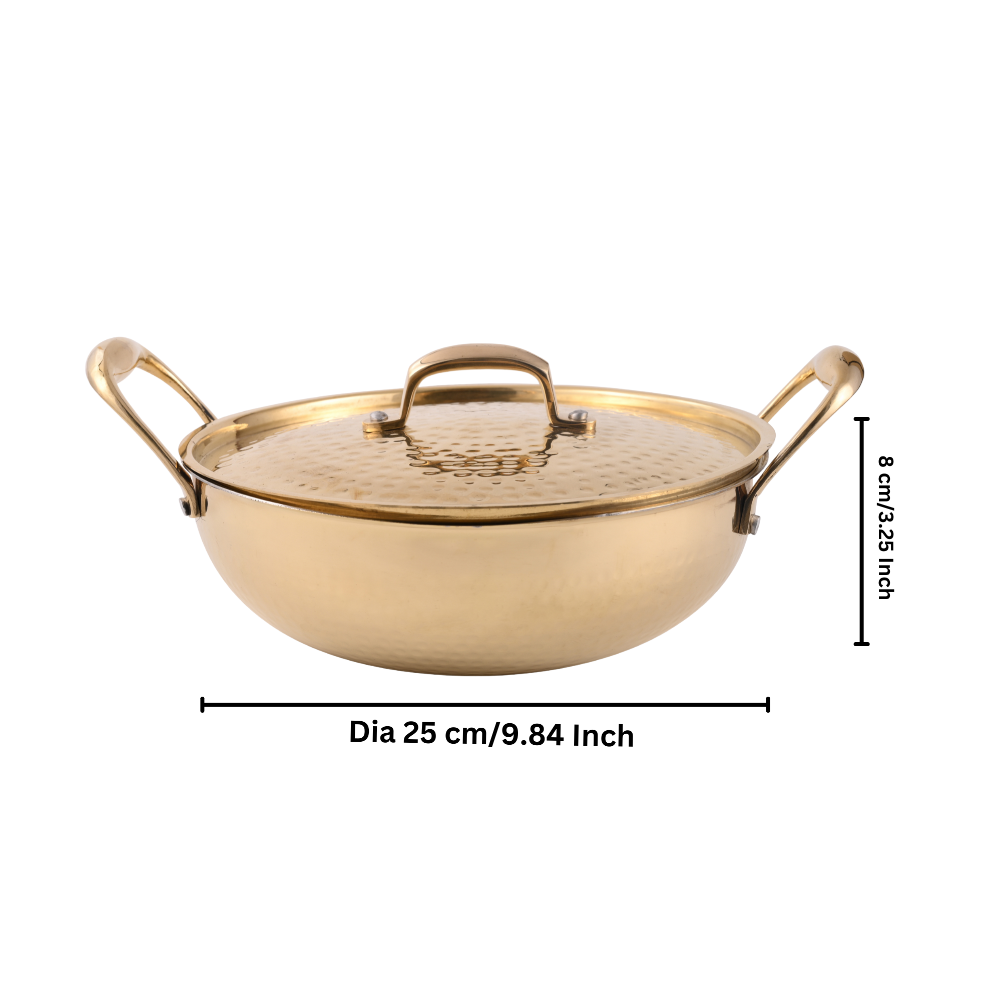Brass Kadai with Lid - Hammered