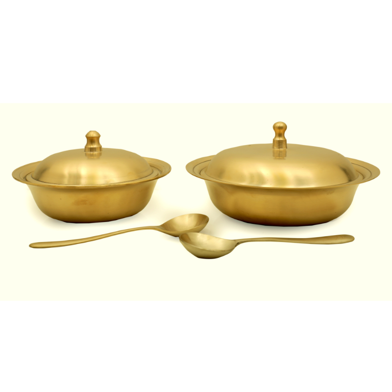 Kansa Serving Chinese Bowls with Spoon | Set of 2