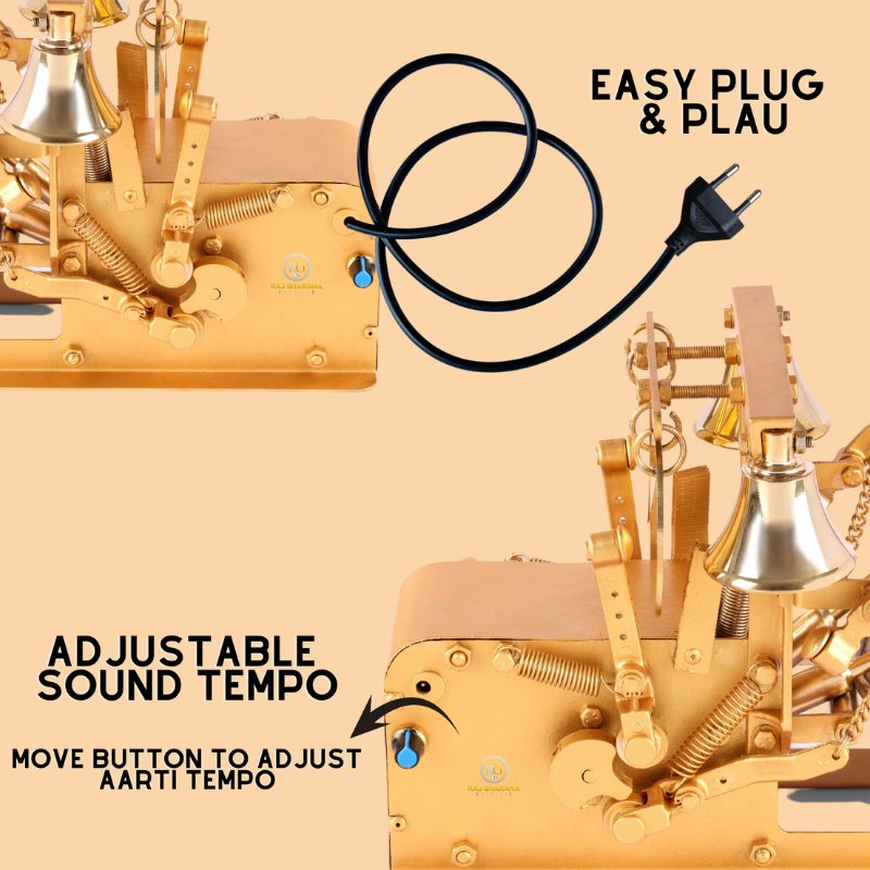 Brass Pooja Set | 7 Pcs & Automatic Aarti Machine For Home - Combo