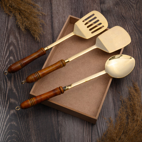 Brass Cooking Ladles | Set of 5