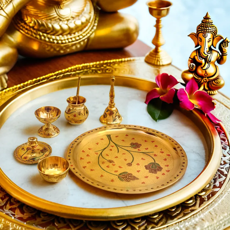 Brass Pooja Set | 7 Pcs