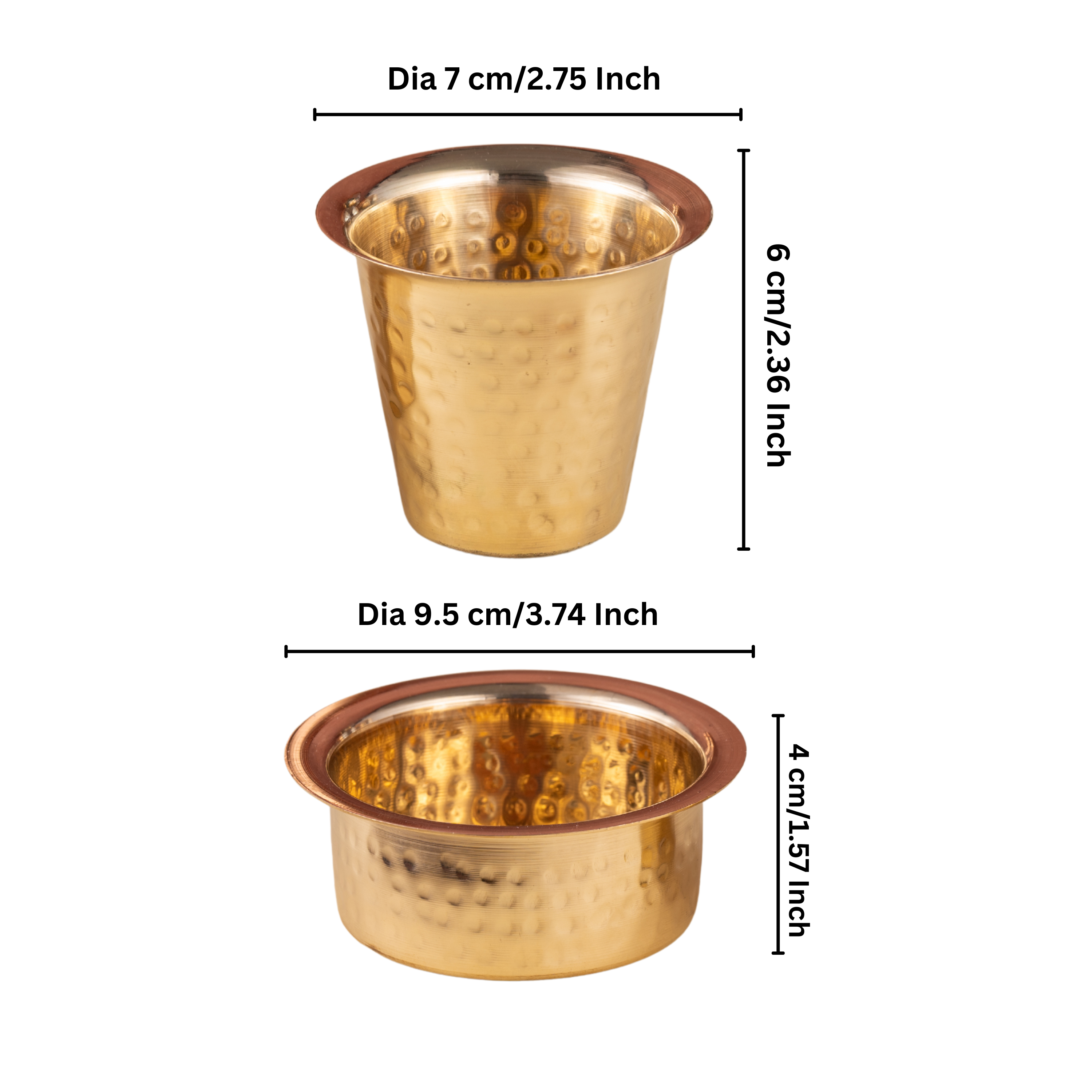 Brass Coffee Dabara Set - Hammered