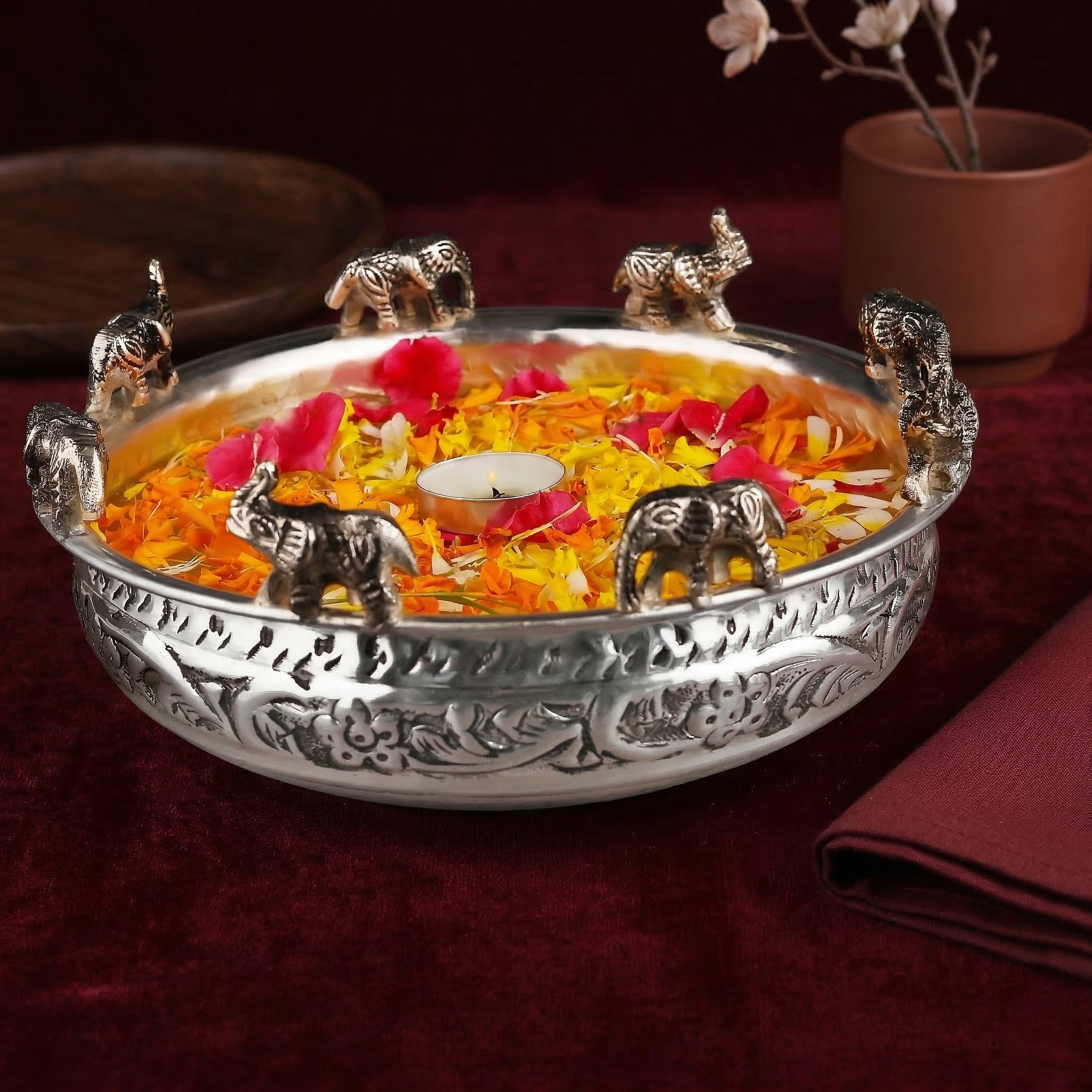 Brass Urli Silver Coated