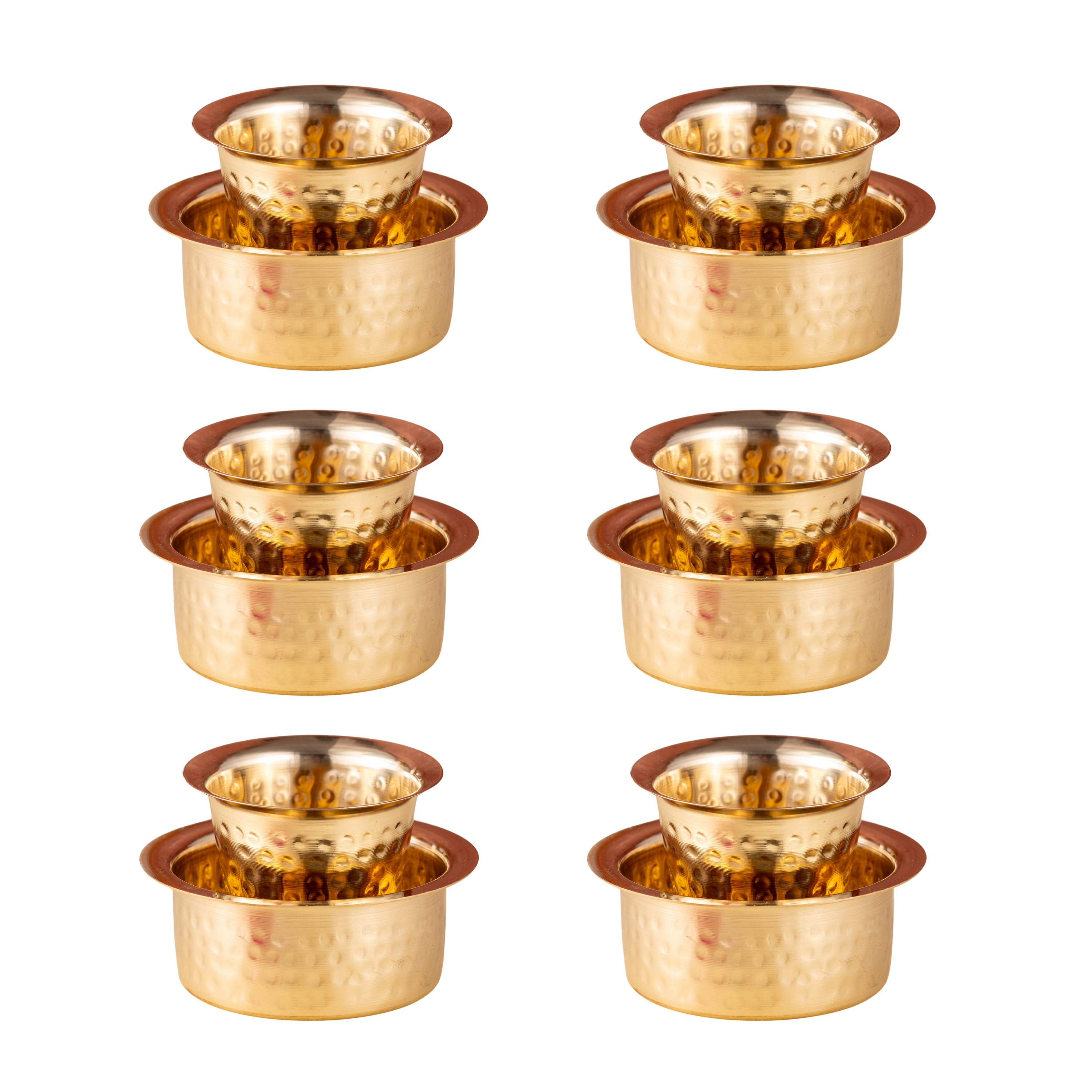 Brass Coffee Dabara Set - Hammered Pack of 6