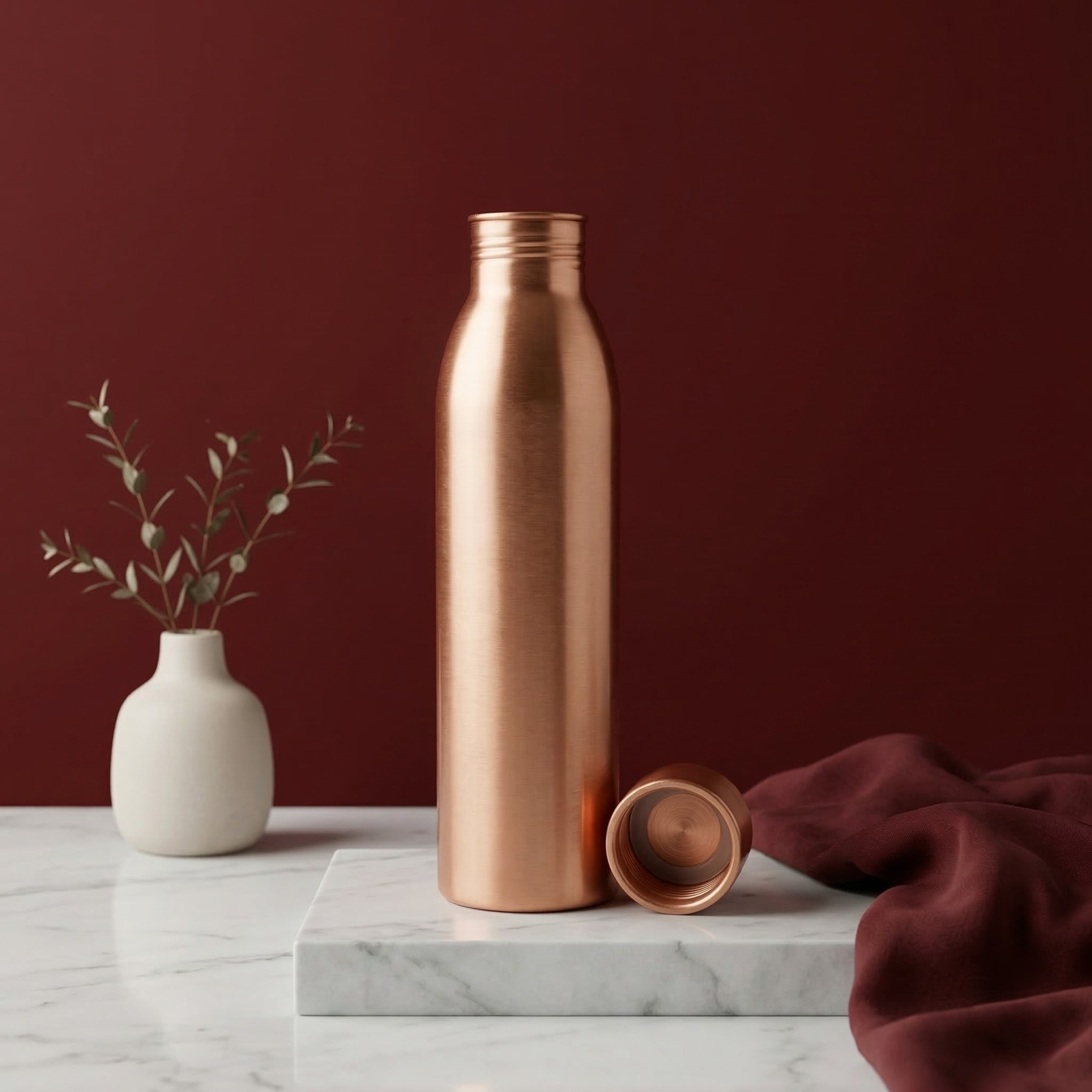 Premium Copper Water Bottle (1L) – Plain