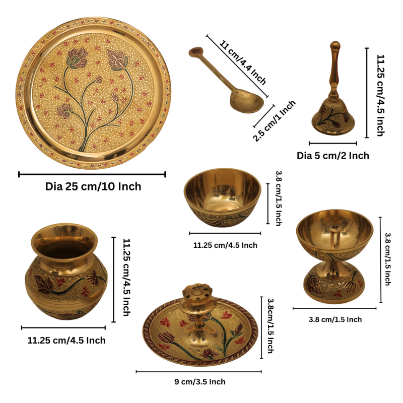 Brass Pooja Set | 7 Pcs