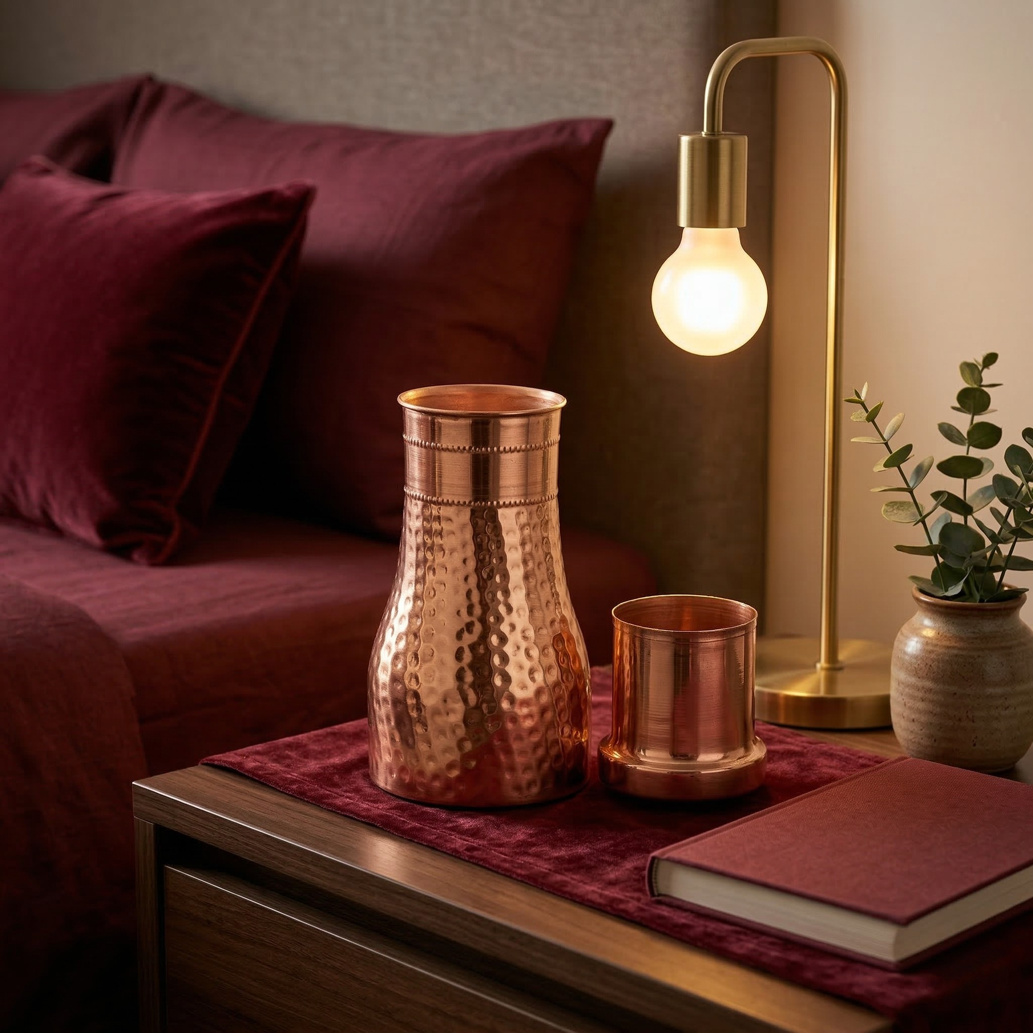 Copper Jar for Bedroom- Hammered