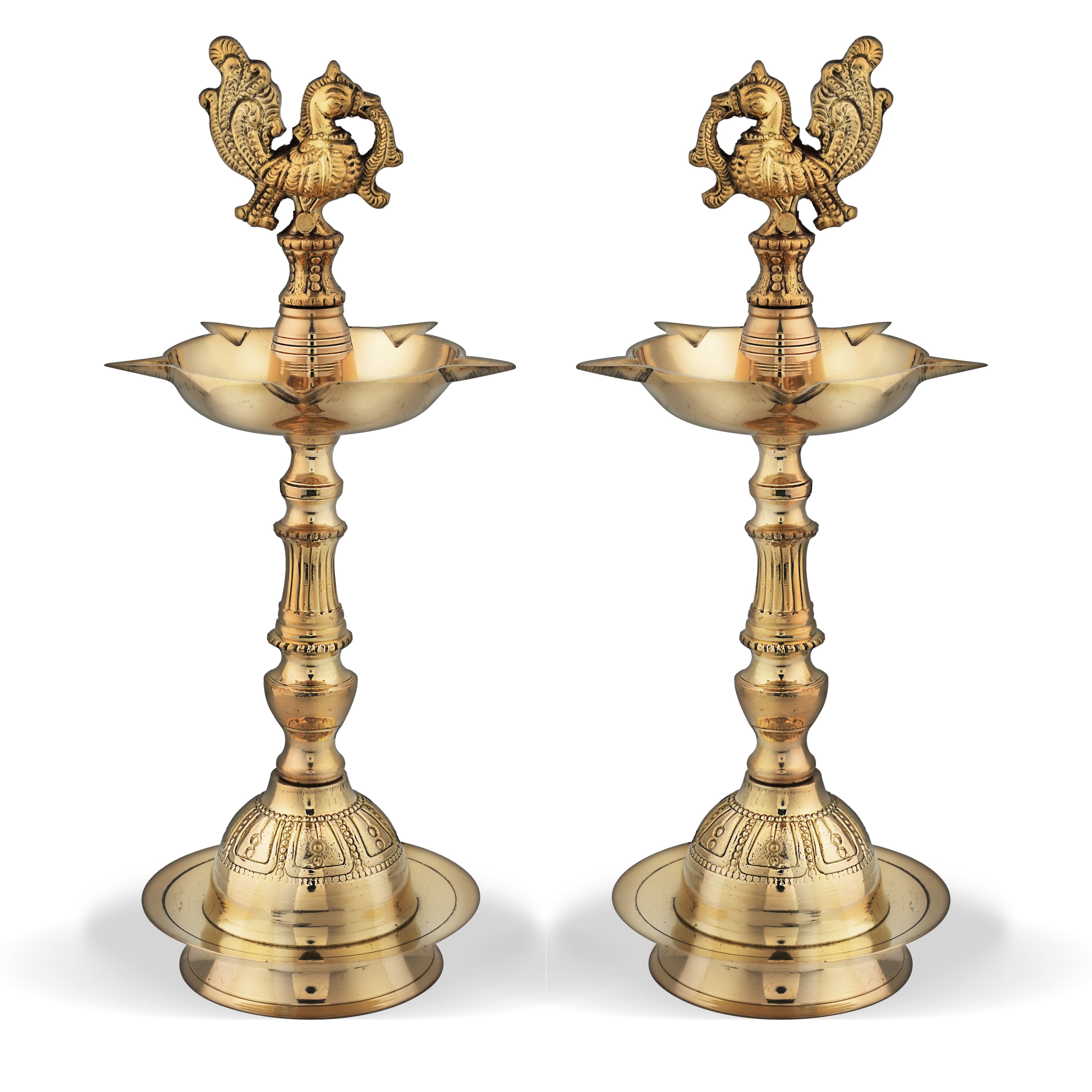 Brass Mahabharat Peacock Diya - Pack of 2