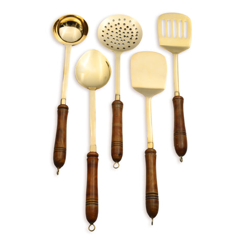 Brass Cooking Ladles | Set of 5