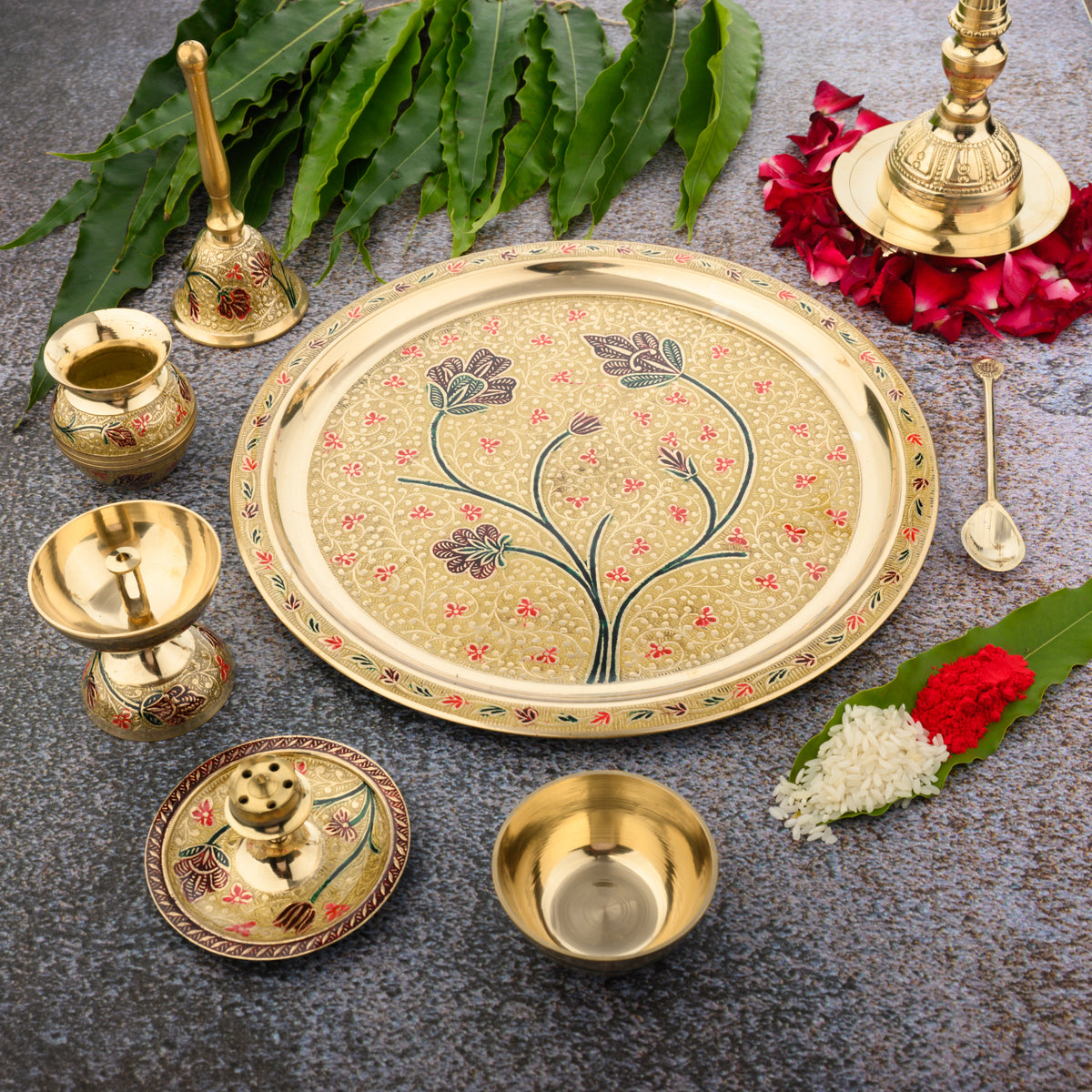 Brass Pooja Set | 7 Pcs