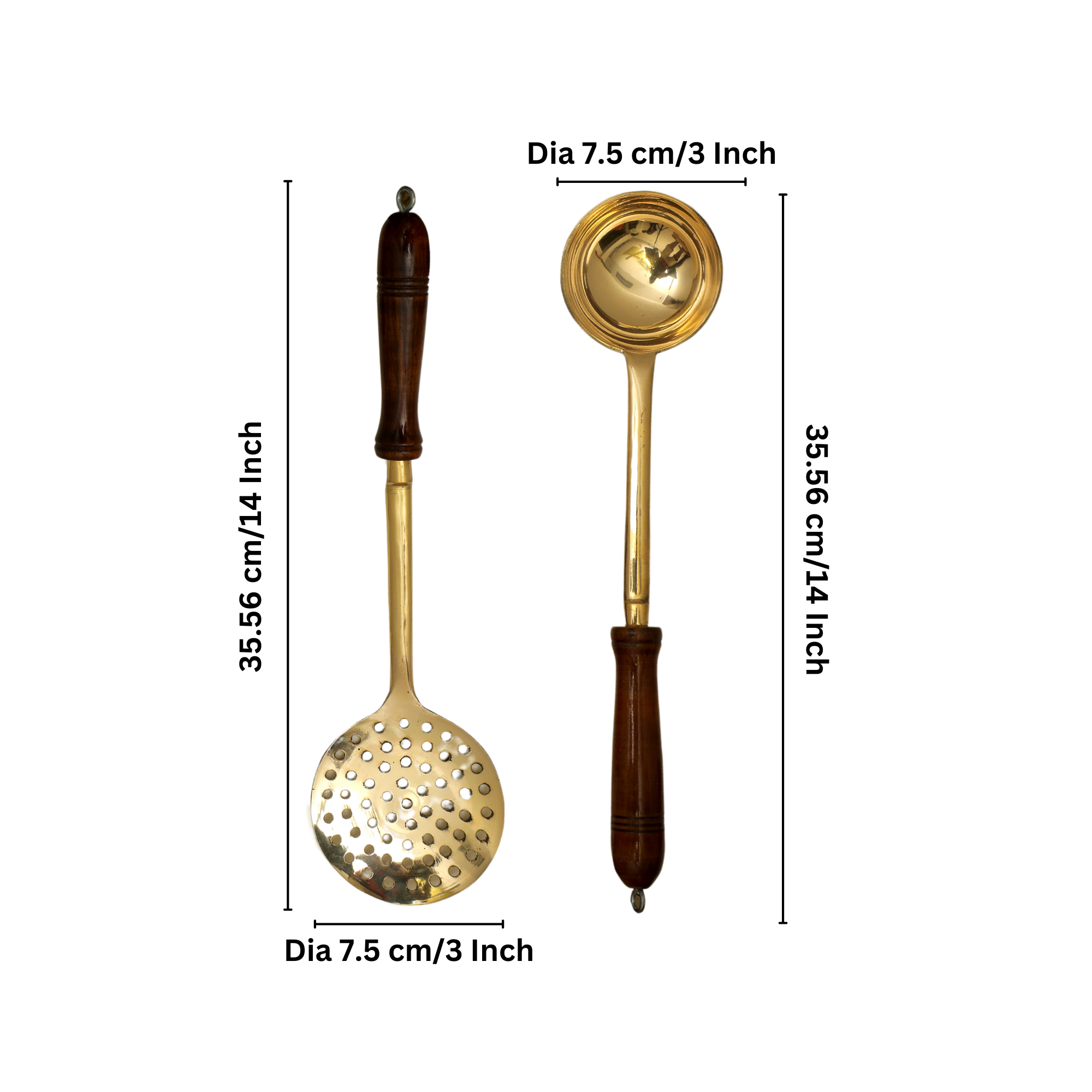 Brass Cooking Ladles | Set of 5