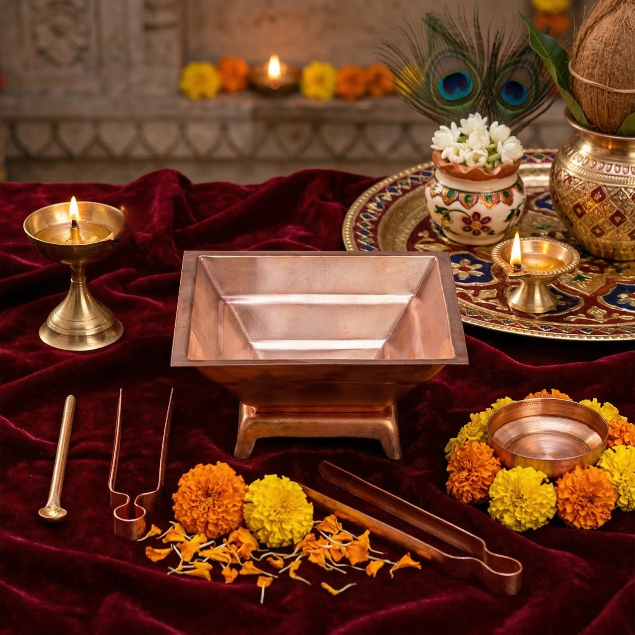 Copper Hawan Kund Agnihotra Kit Set