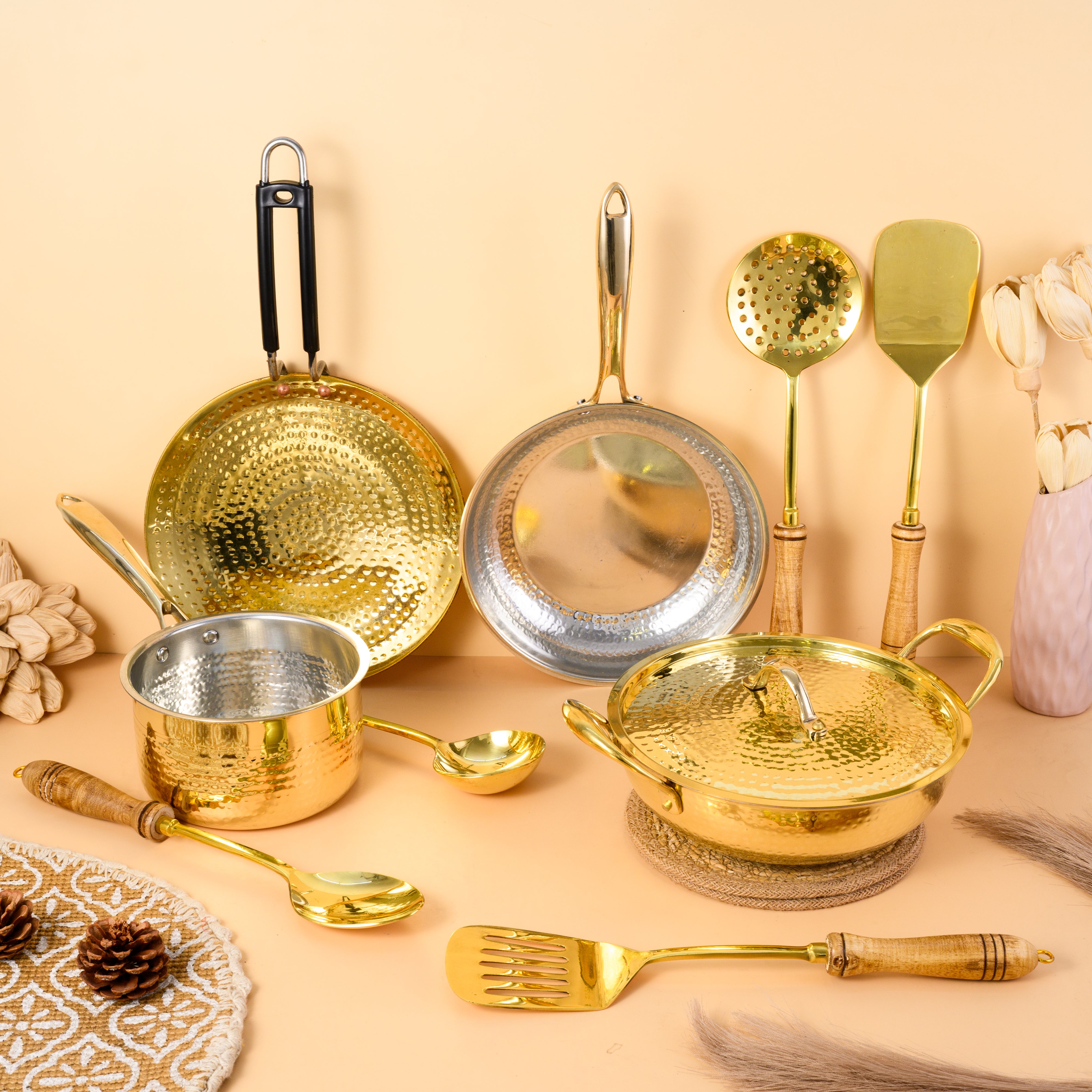 Brass Cookware Set - 10 Pcs