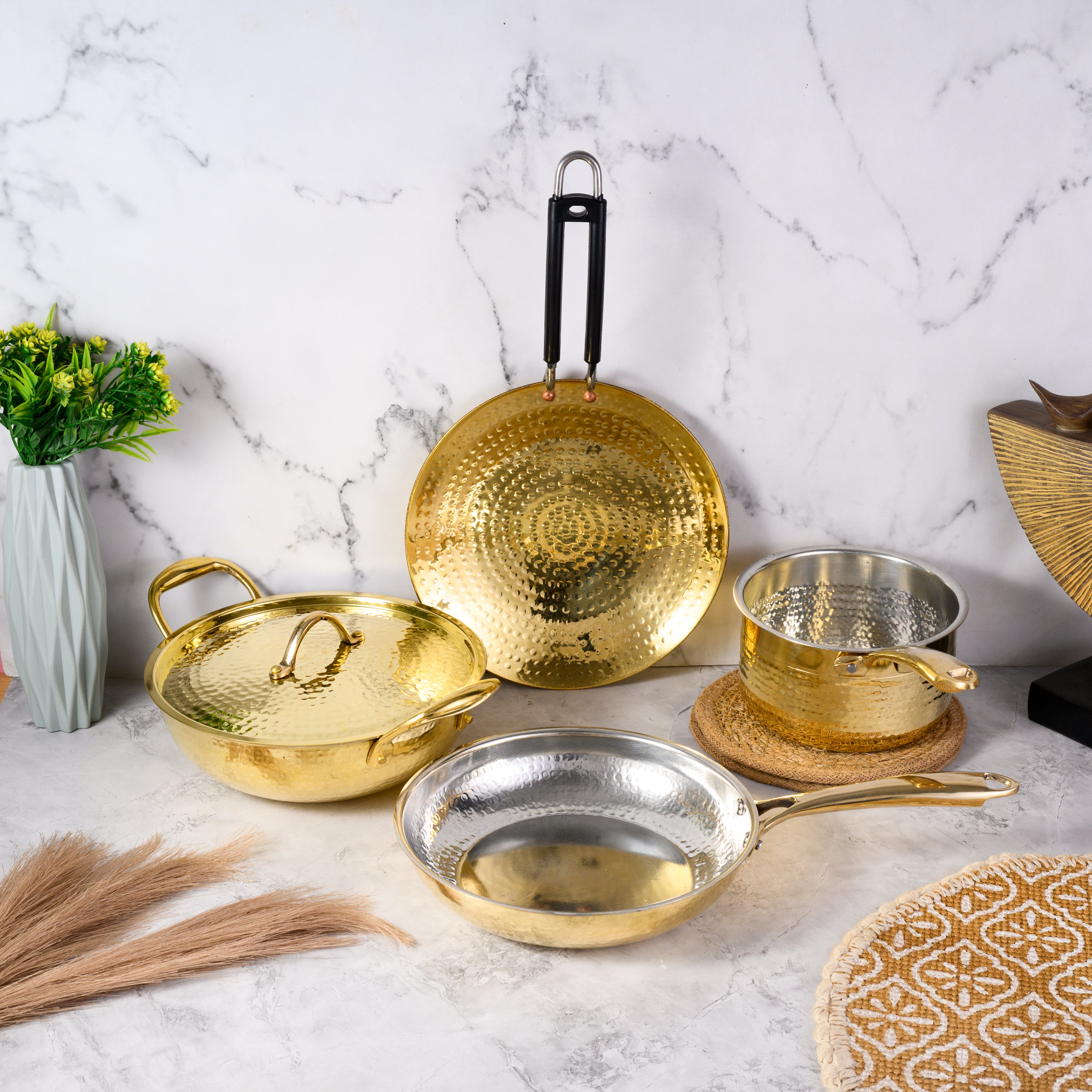 Brass Cookware Set - 10 Pcs