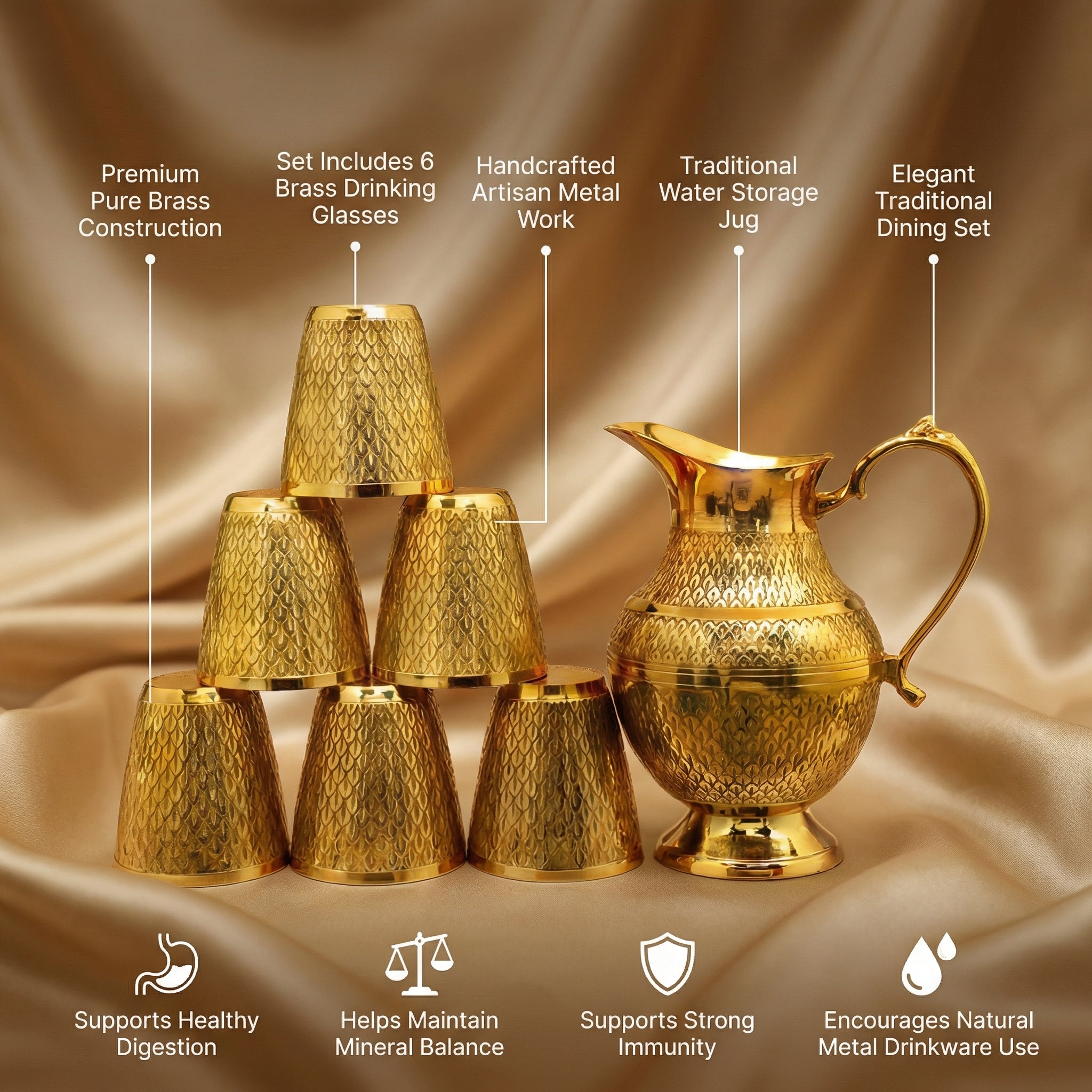 Brass Jar & 6 Glass Set – Nakashi Design