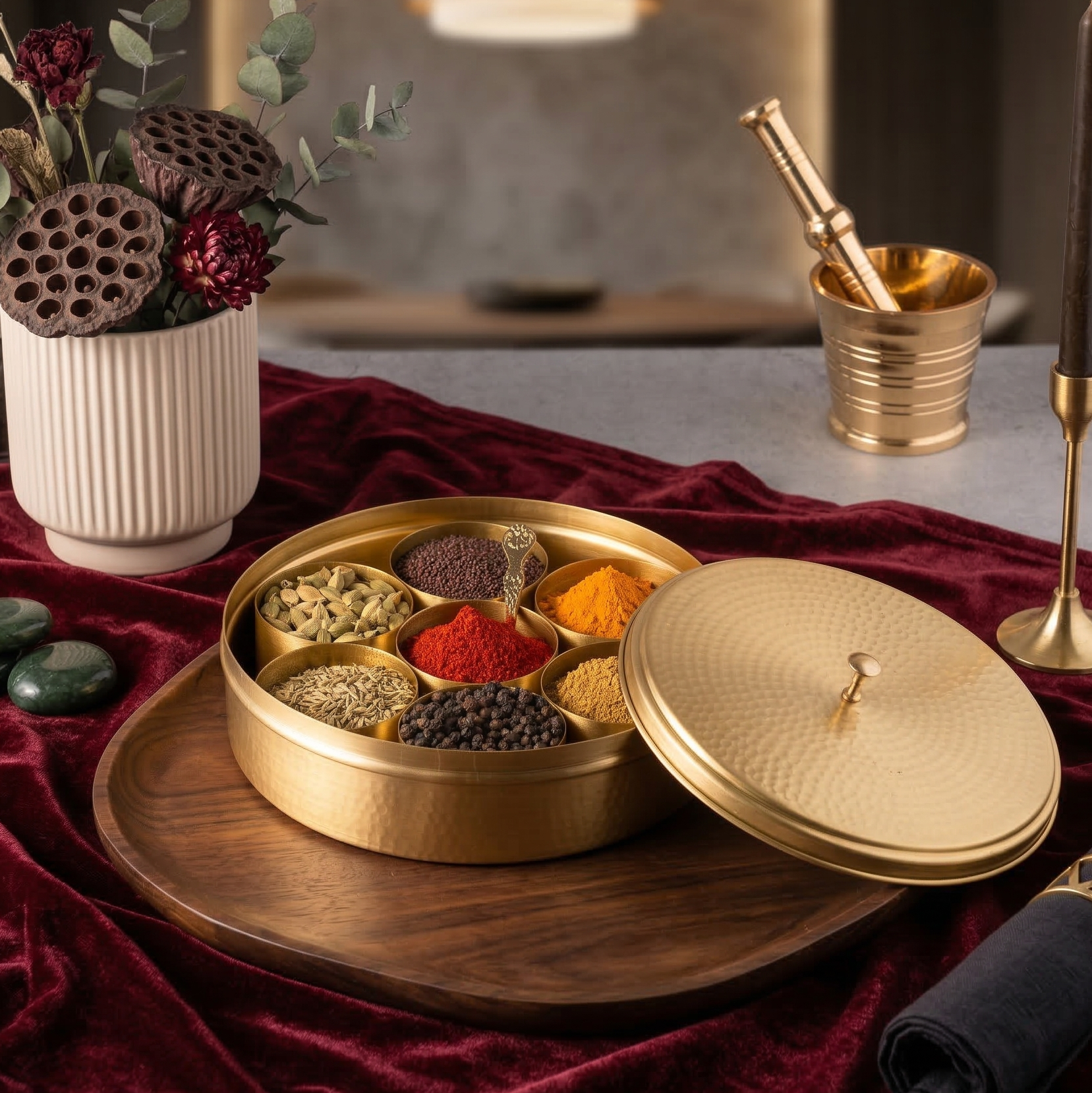 Brass Spice Box - Hammered