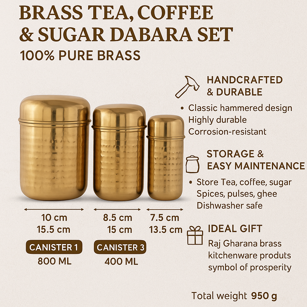 Brass Canister Set of 3 - Hammered