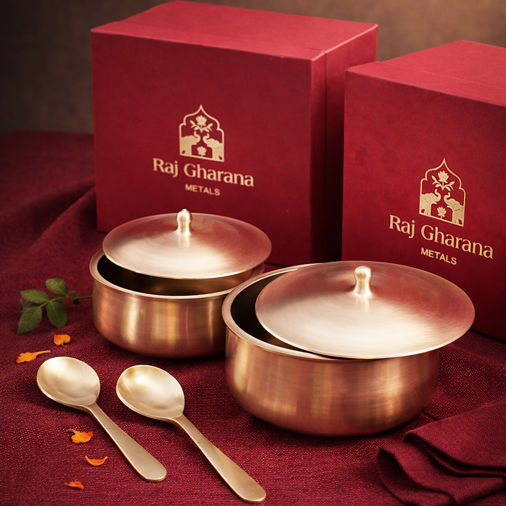 Kansa Serving Bowls with Spoon | Set of 2