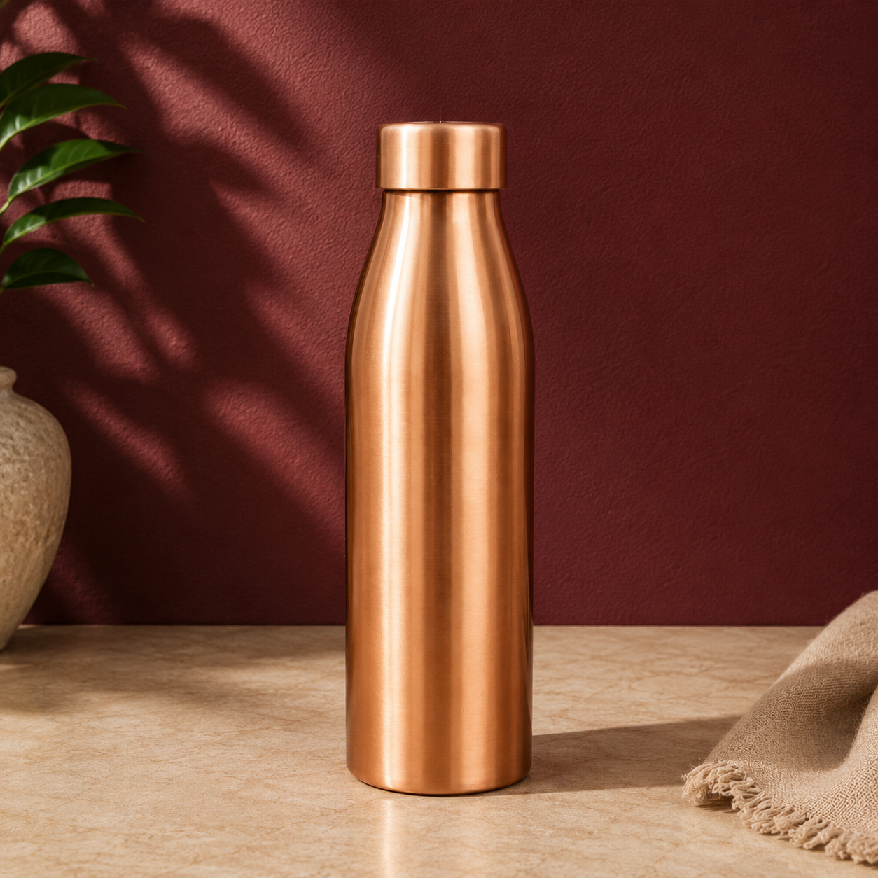 Premium Copper Water Bottle (1L) – Plain