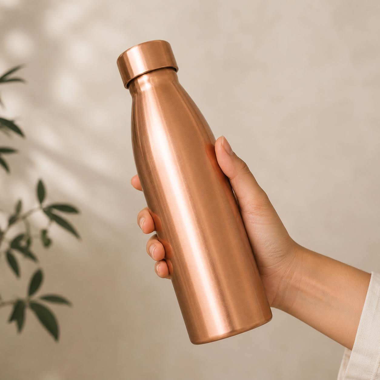 Premium Copper Water Bottle (1L) – Plain