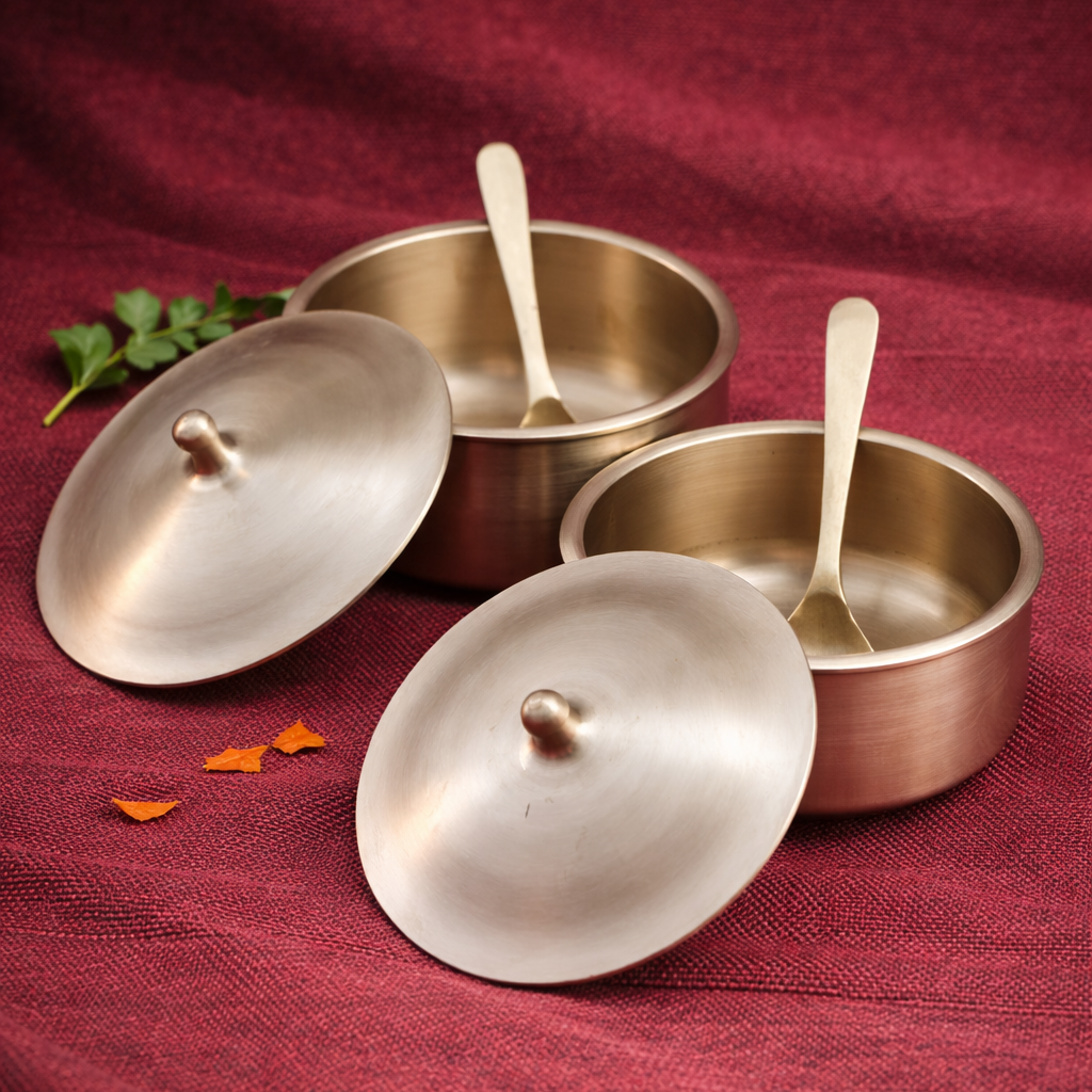 Kansa Serving Bowls with Spoon | Set of 2