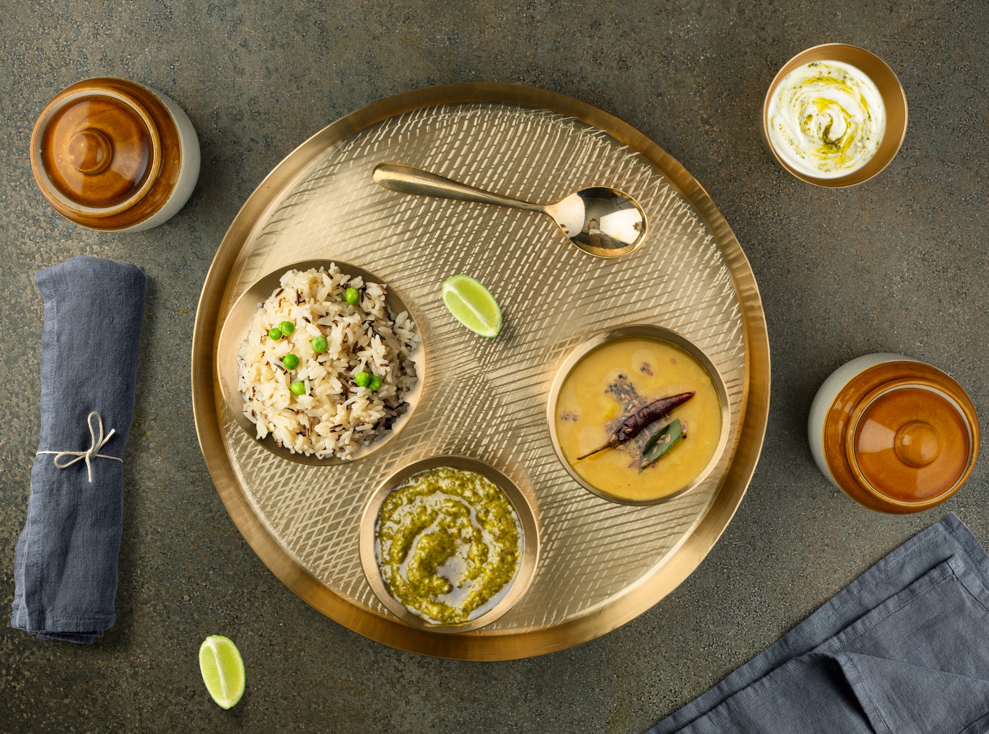 Kansa Dinner Set | 6 Pcs - 1 Platter 2 Bowl 1 Sweet Dish 1 Tumbler 1 Spoon