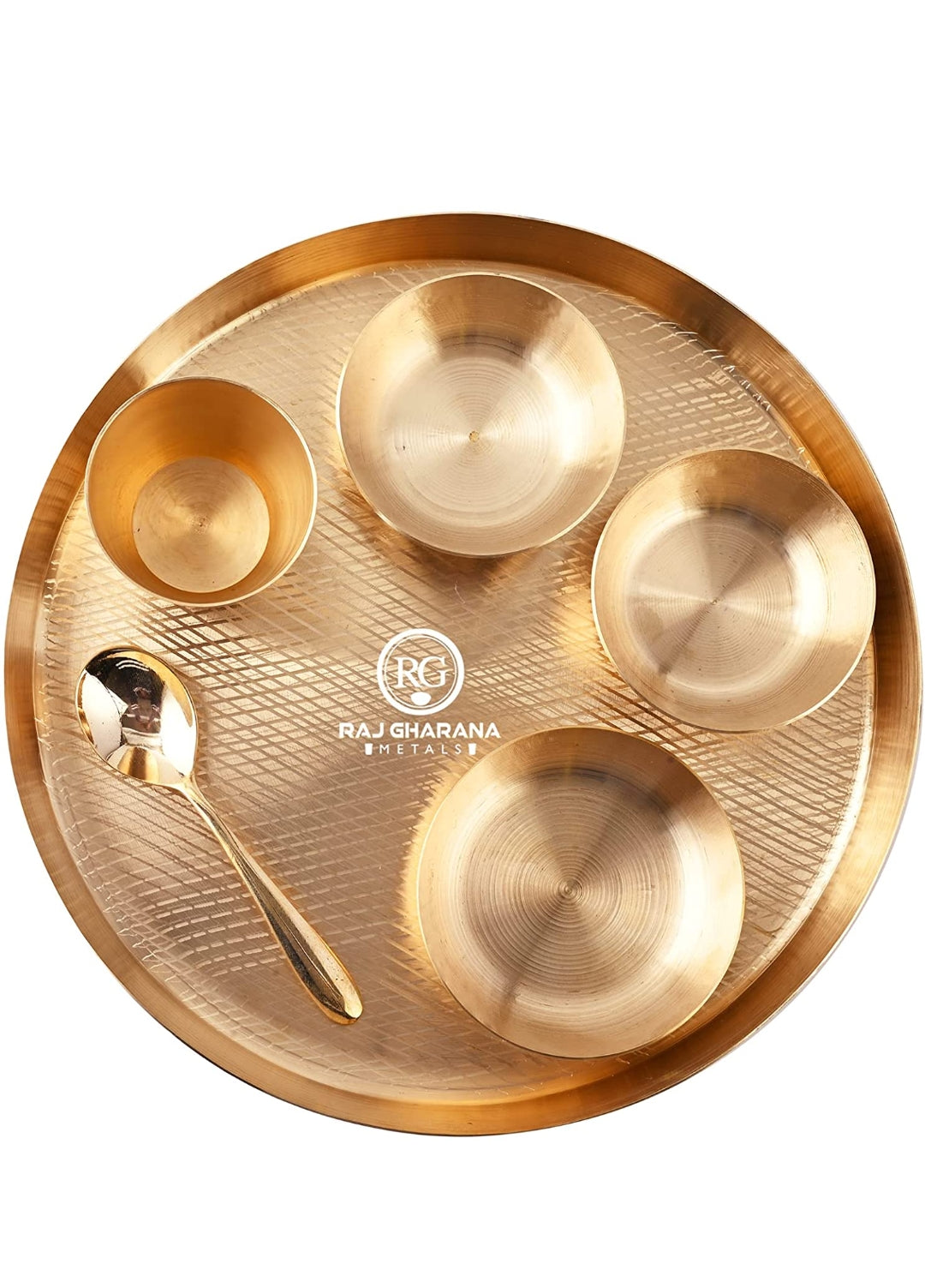 Kansa Dinner Set | 6 Pcs - 1 Platter 2 Bowl 1 Sweet Dish 1 Tumbler 1 Spoon