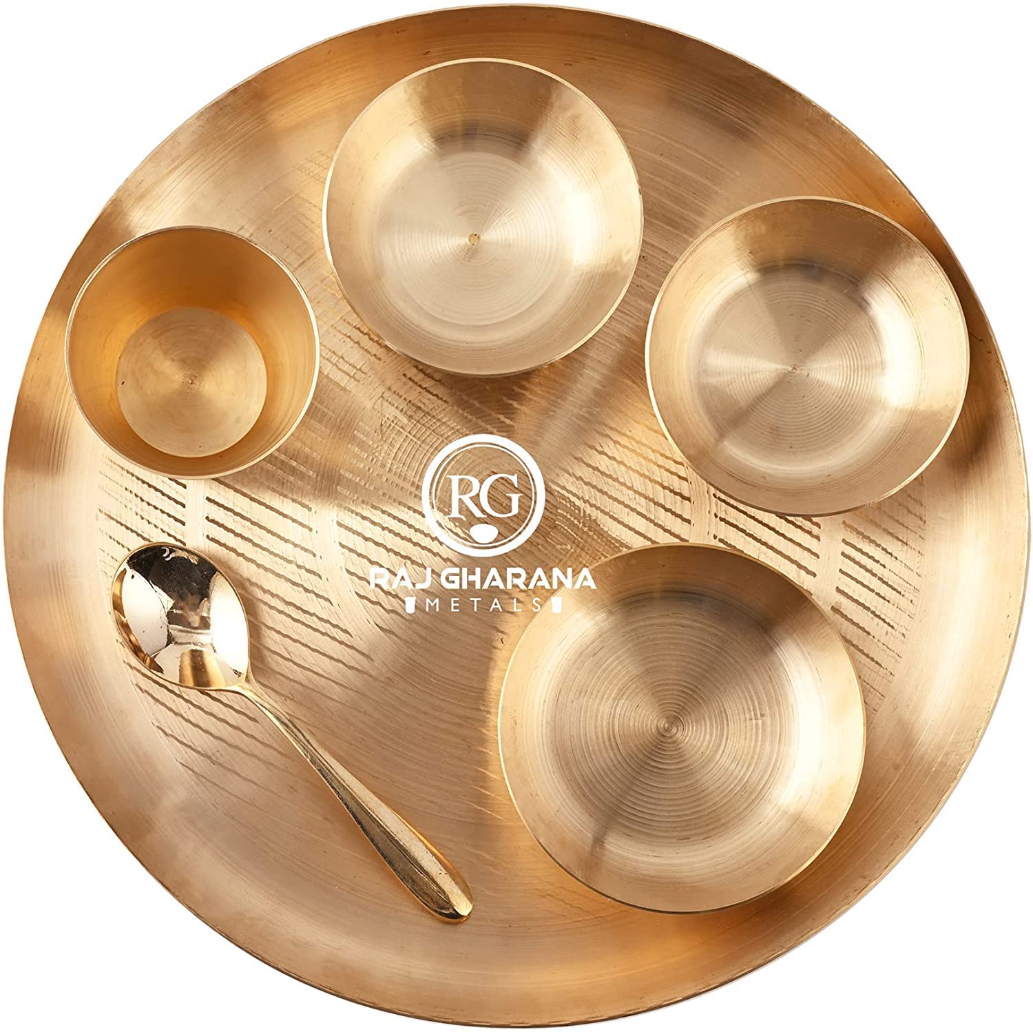 Kansa Dish Dinner Set | 6 Pcs - 1 Platter 2 Bowl 1 Sweet Dish 1 Tumbler 1 Spoon