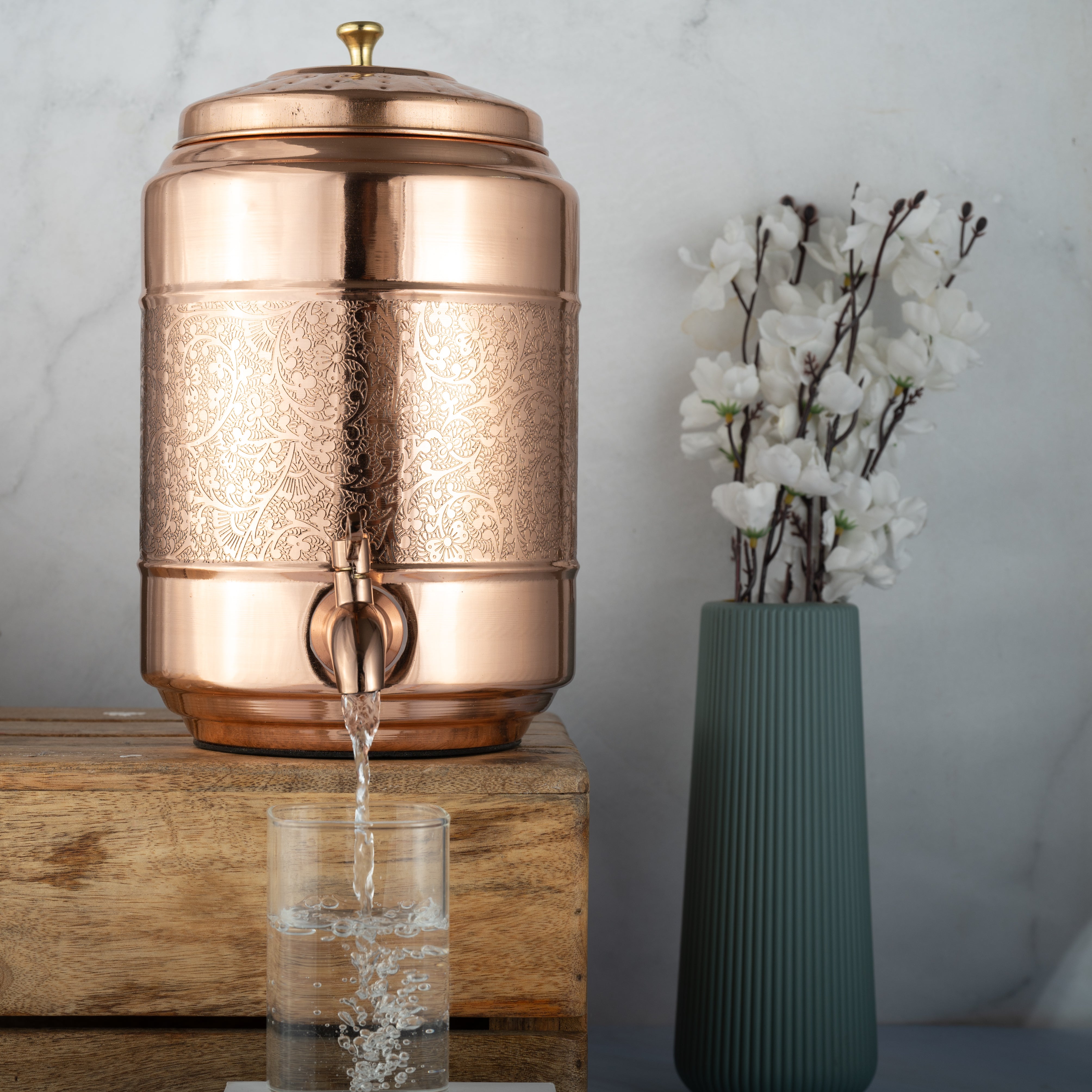Copper Water Dispenser 5L - Eatching - Raj Gharana Metals
