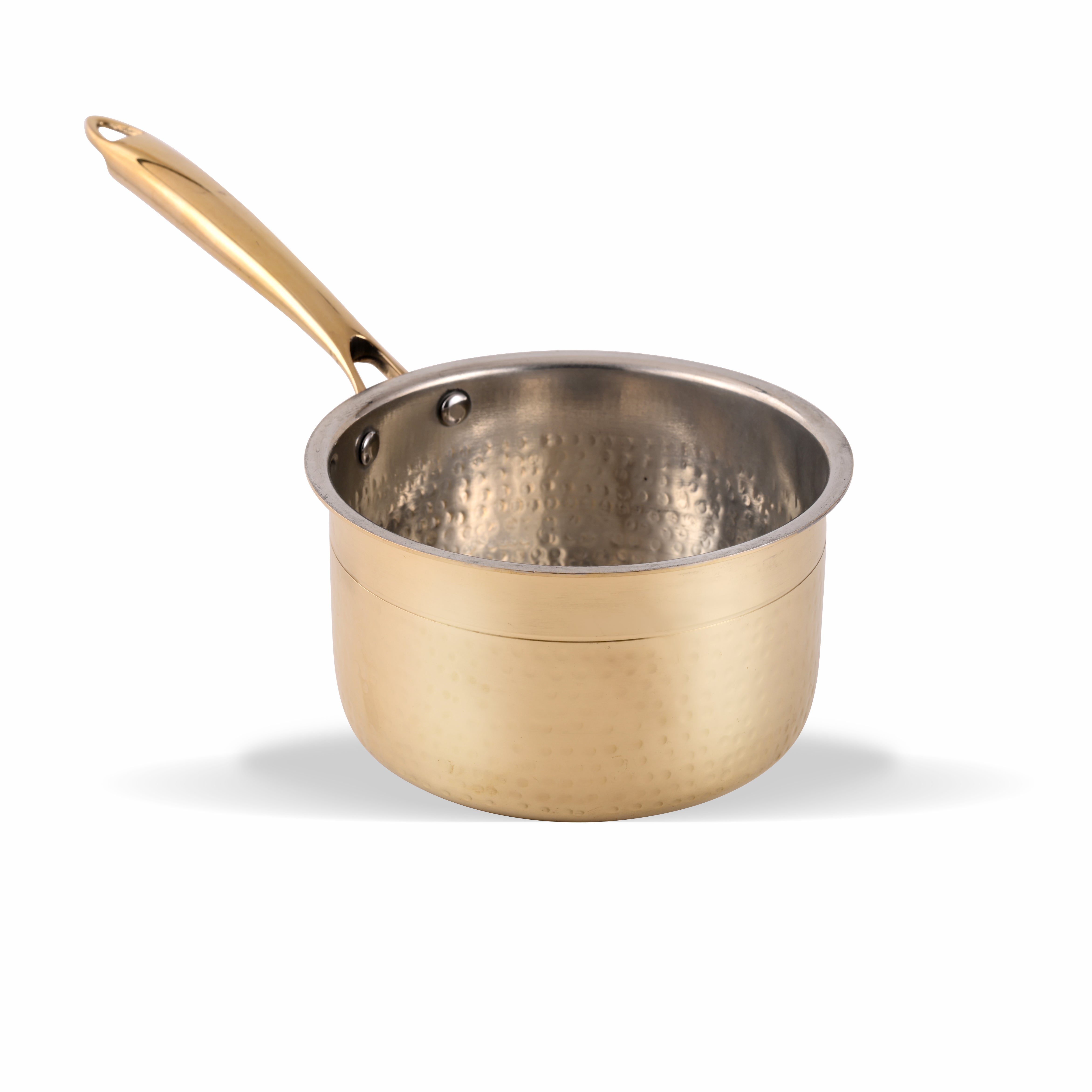 Brass Souce Pan with Sturdy Handle - Hammered