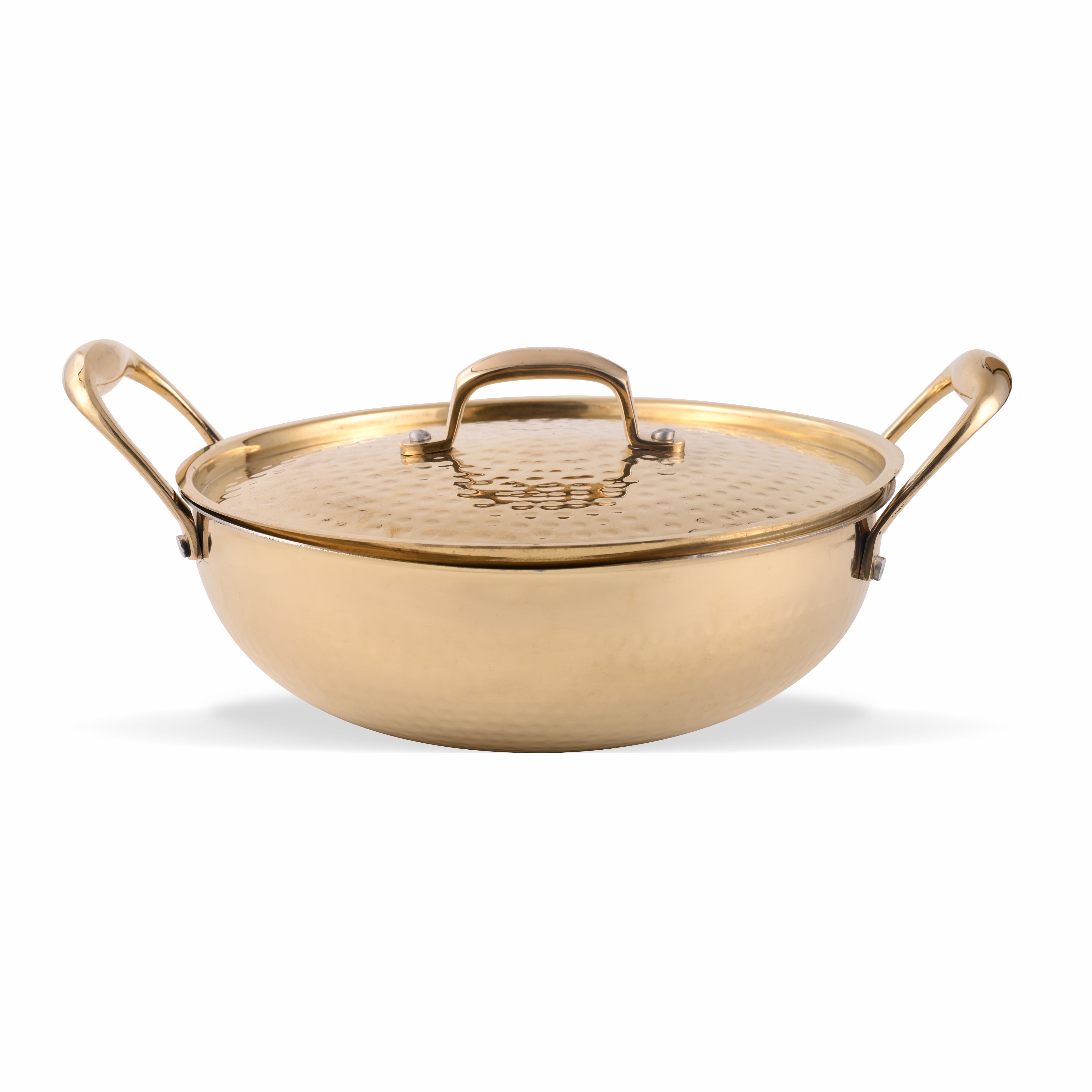 Brass Kadai with Lid - Hammered