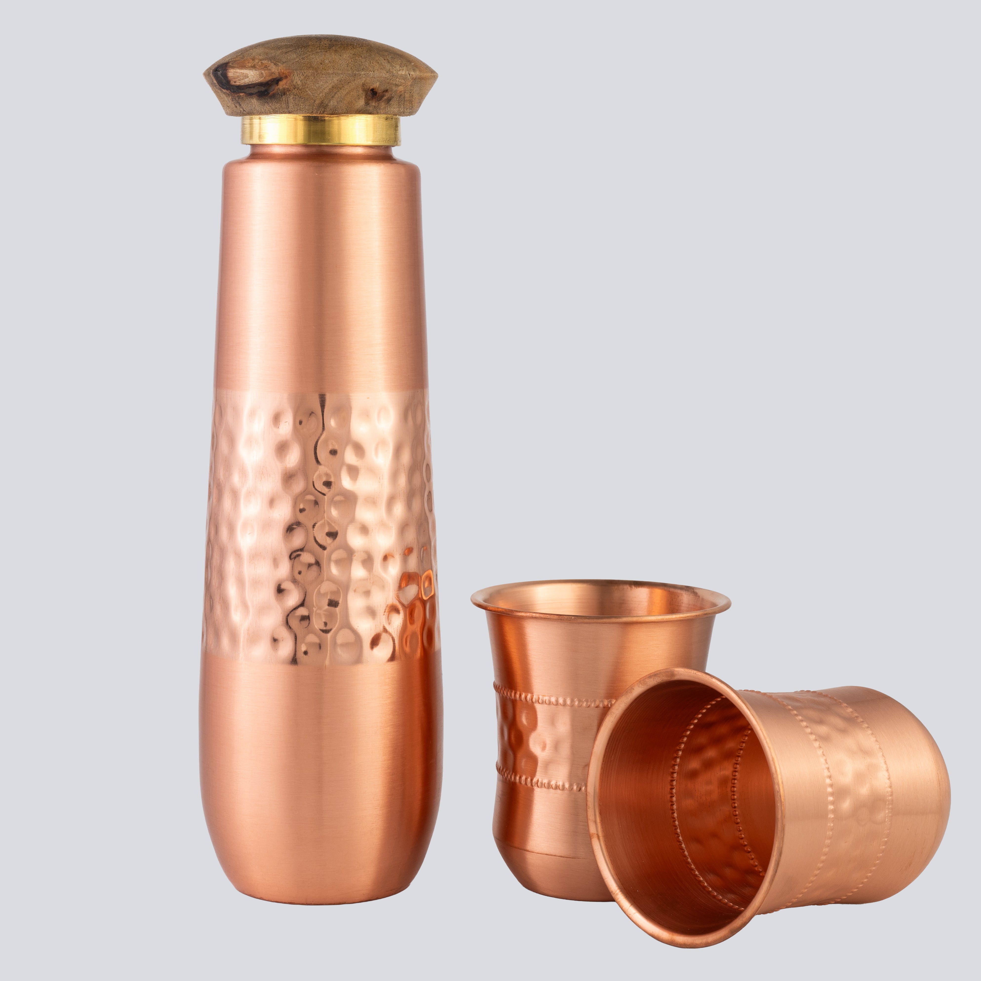 Copper Water Bottle & Glass Set