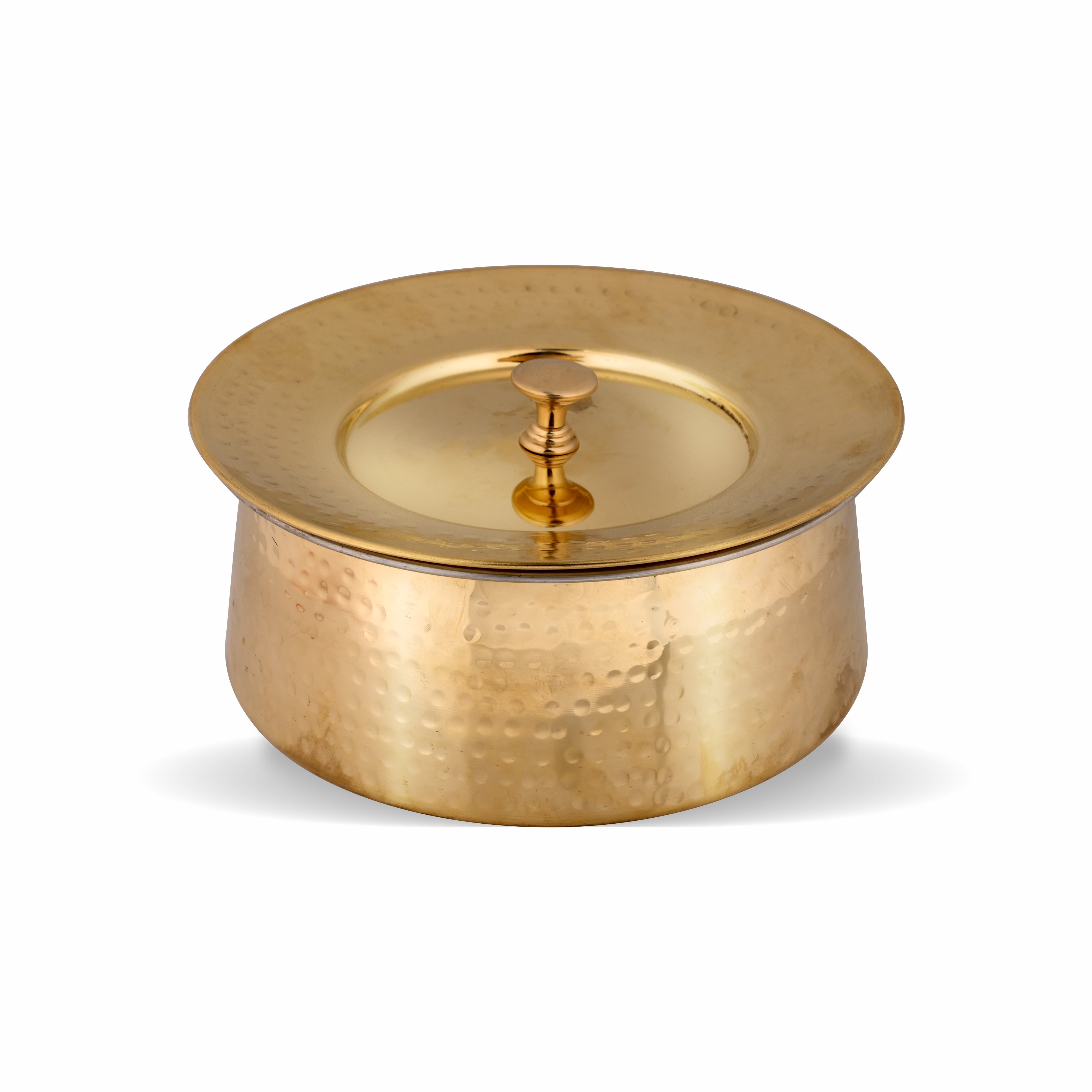 Brass Patila with Lid - Hammered