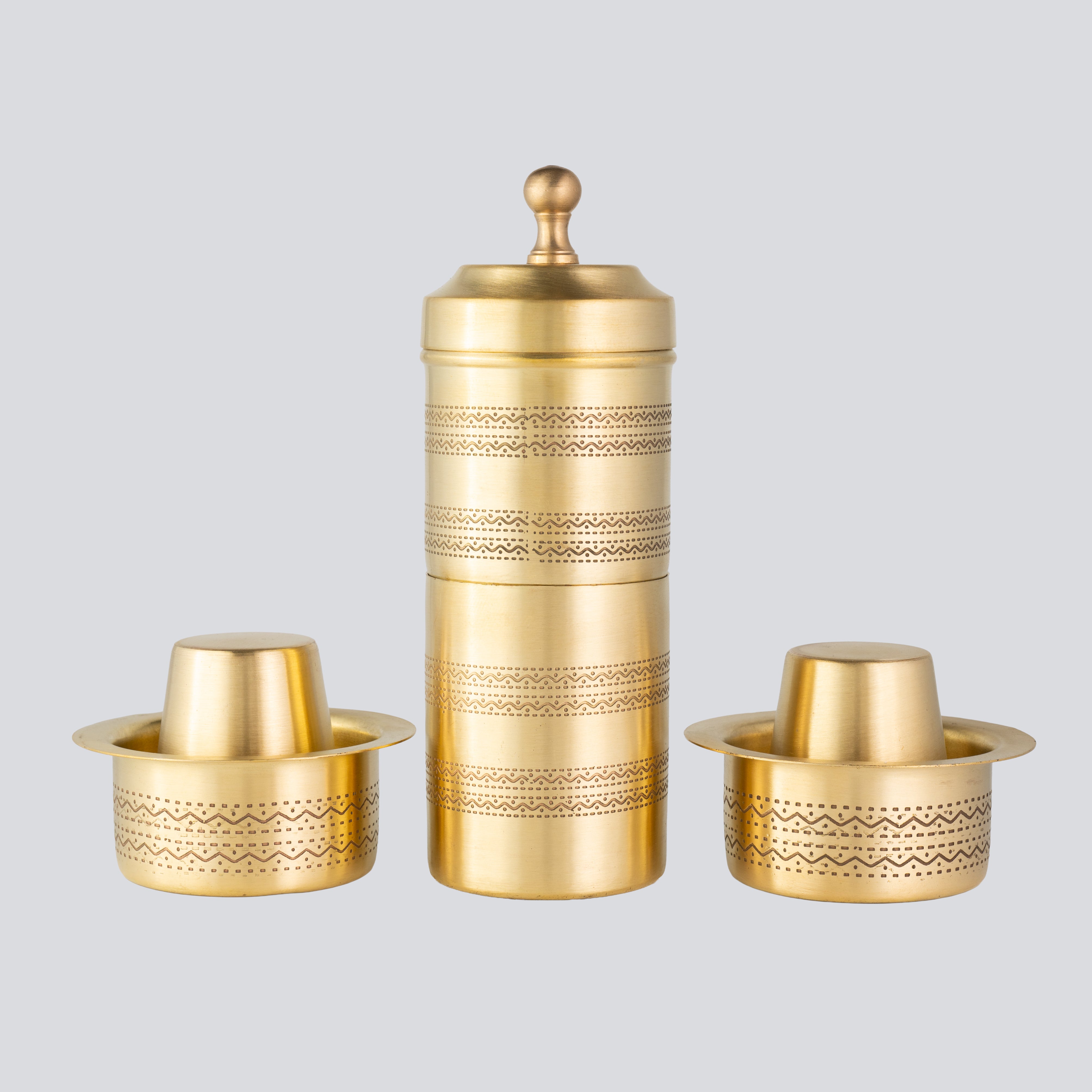 Brass Filter Coffee Maker & Brass Coffee Cup Set