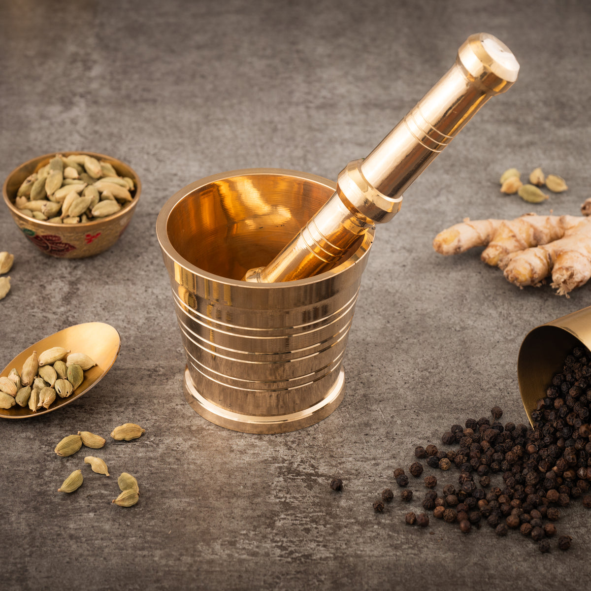 Brass Mortar and Pestle (Hamam Dasta)