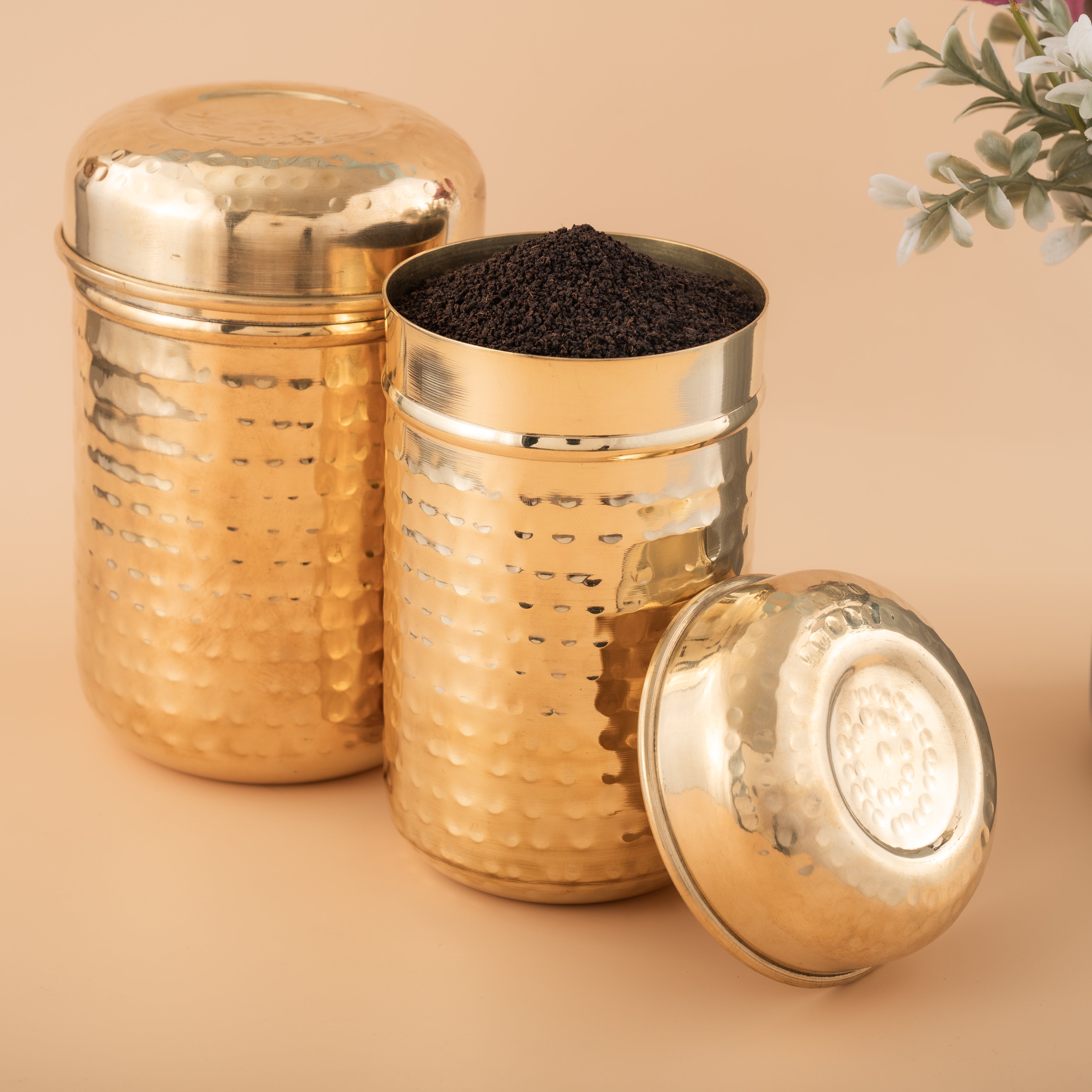 Brass Canister Set of 3 - Hammered