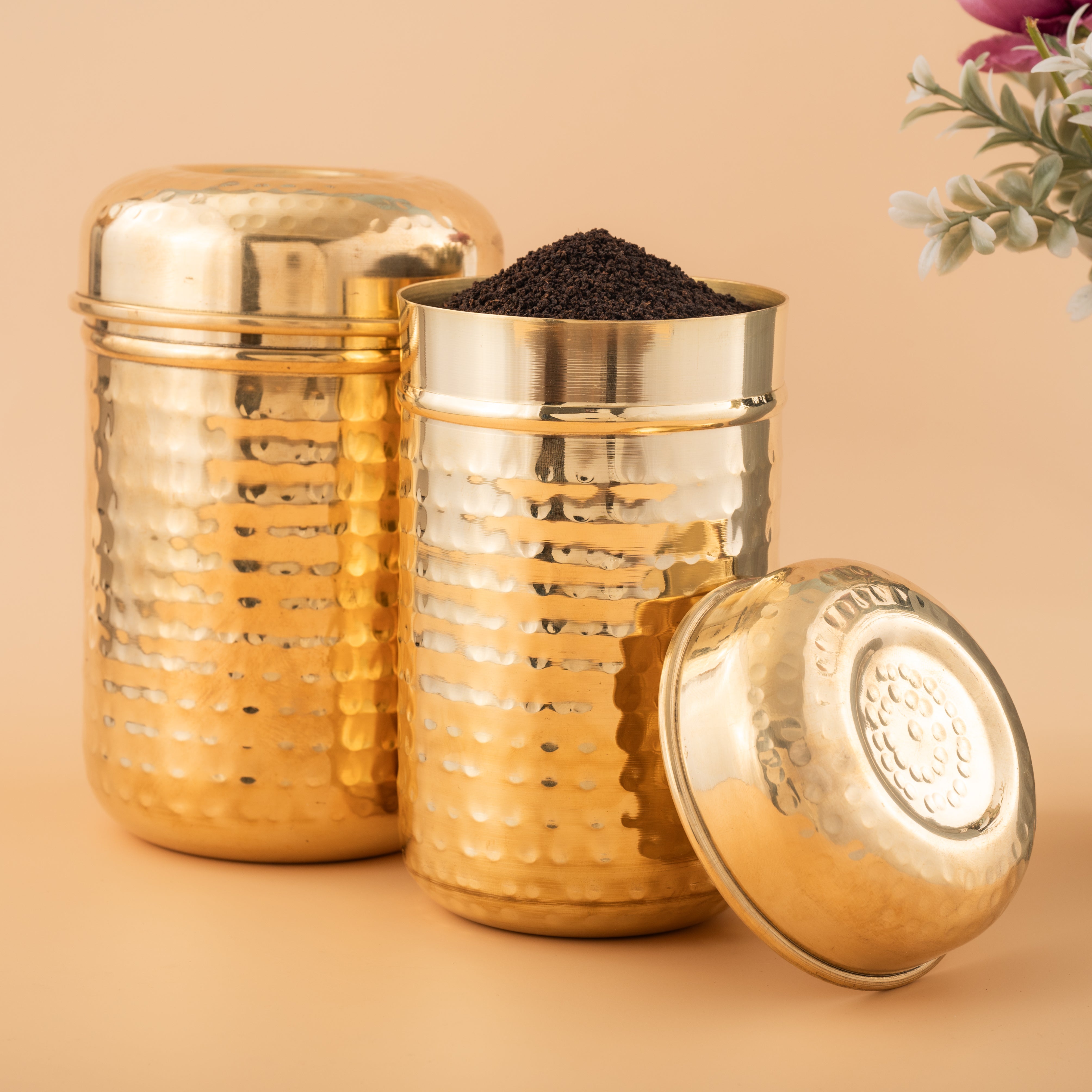 Brass Canister Set of 3 - Hammered