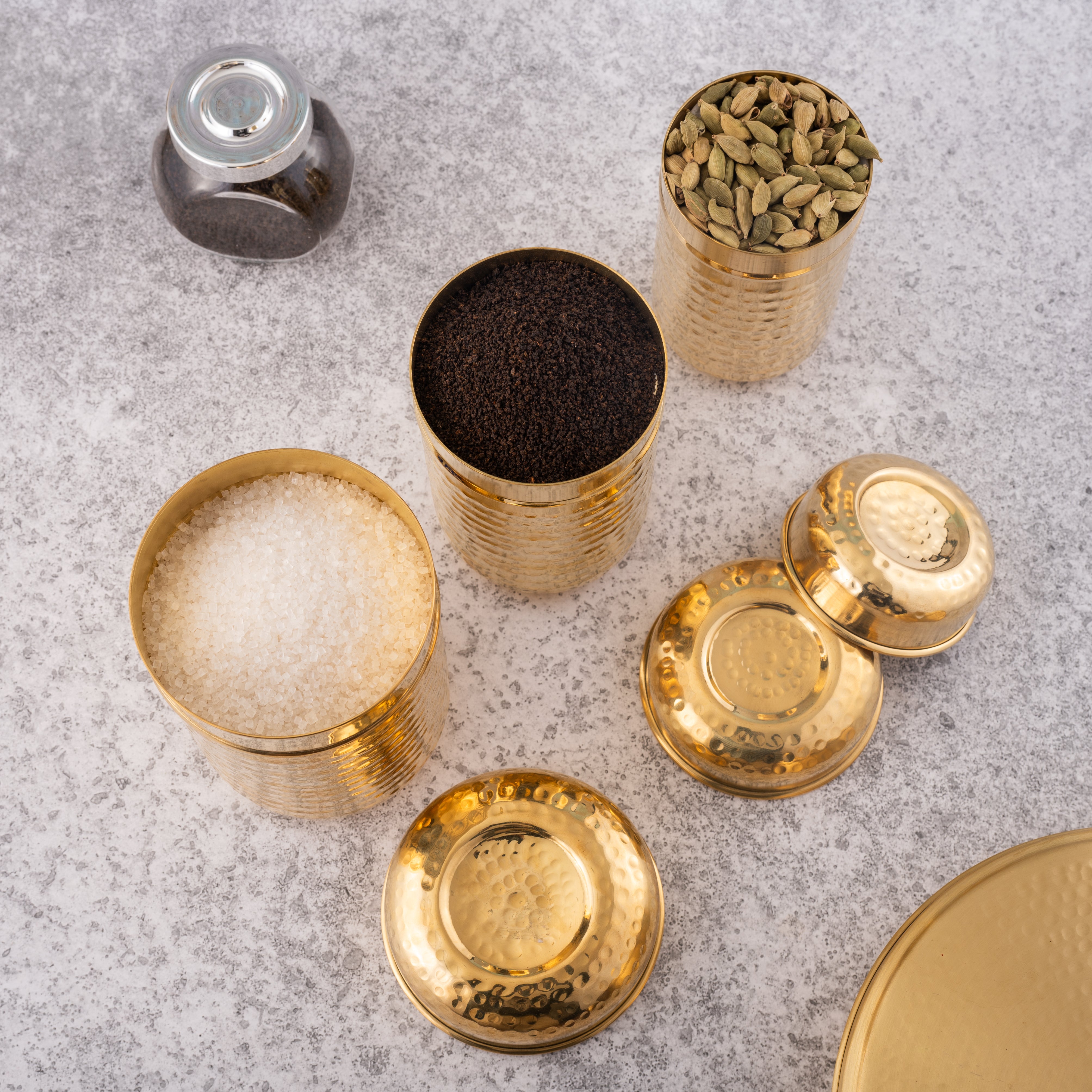 Brass Canister Set of 3 - Hammered