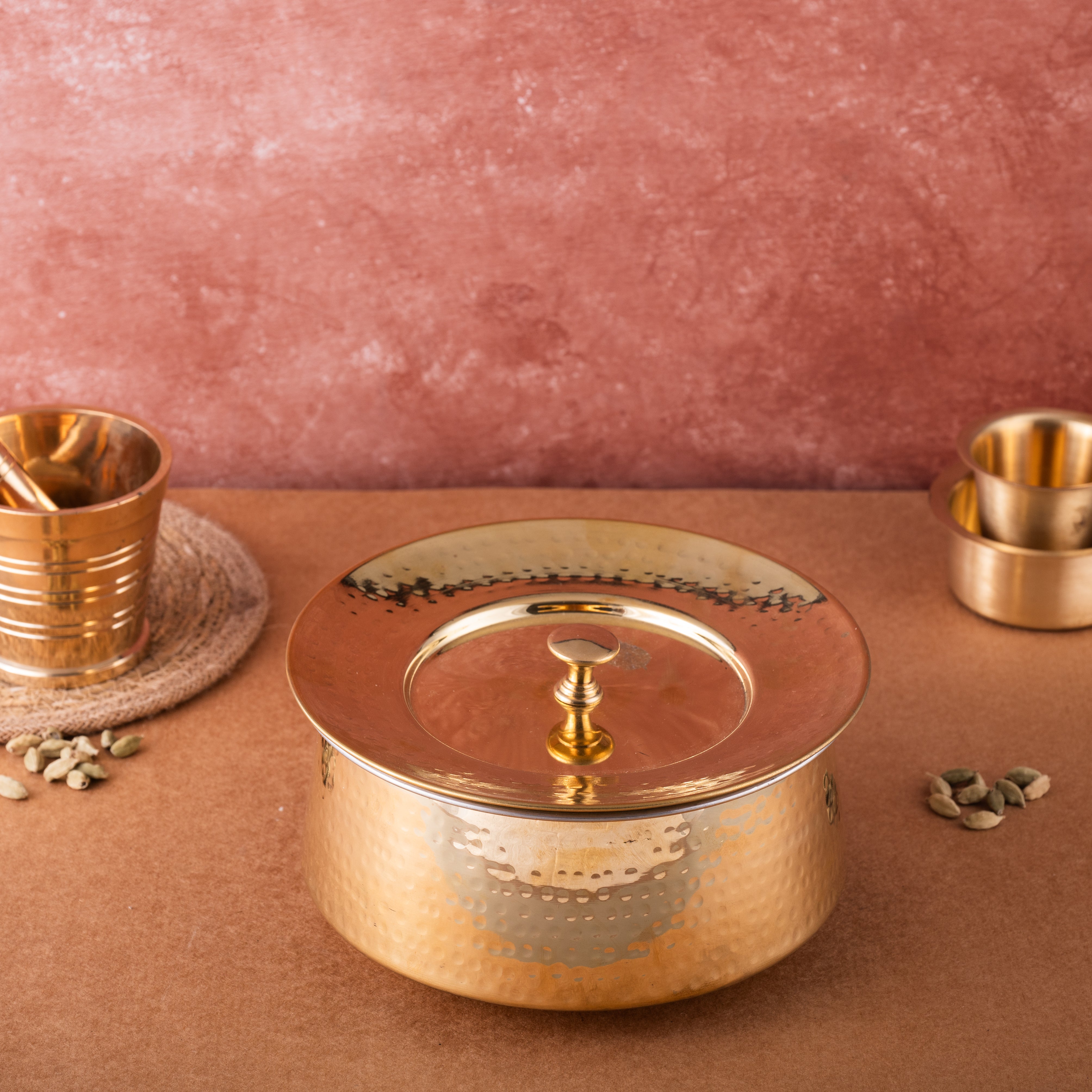 Brass Patila with Lid - Hammered