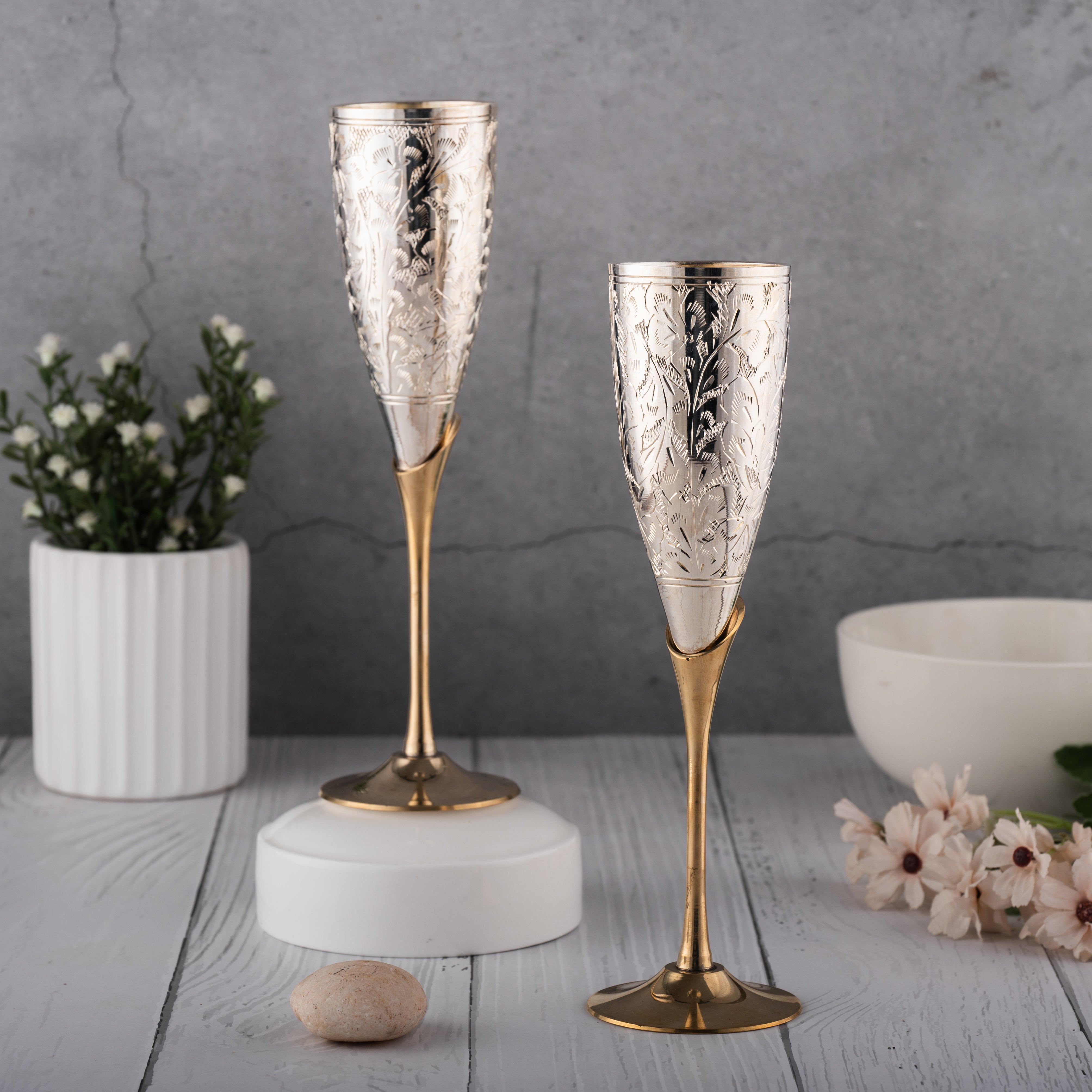Brass Champagne Glass Set of 2