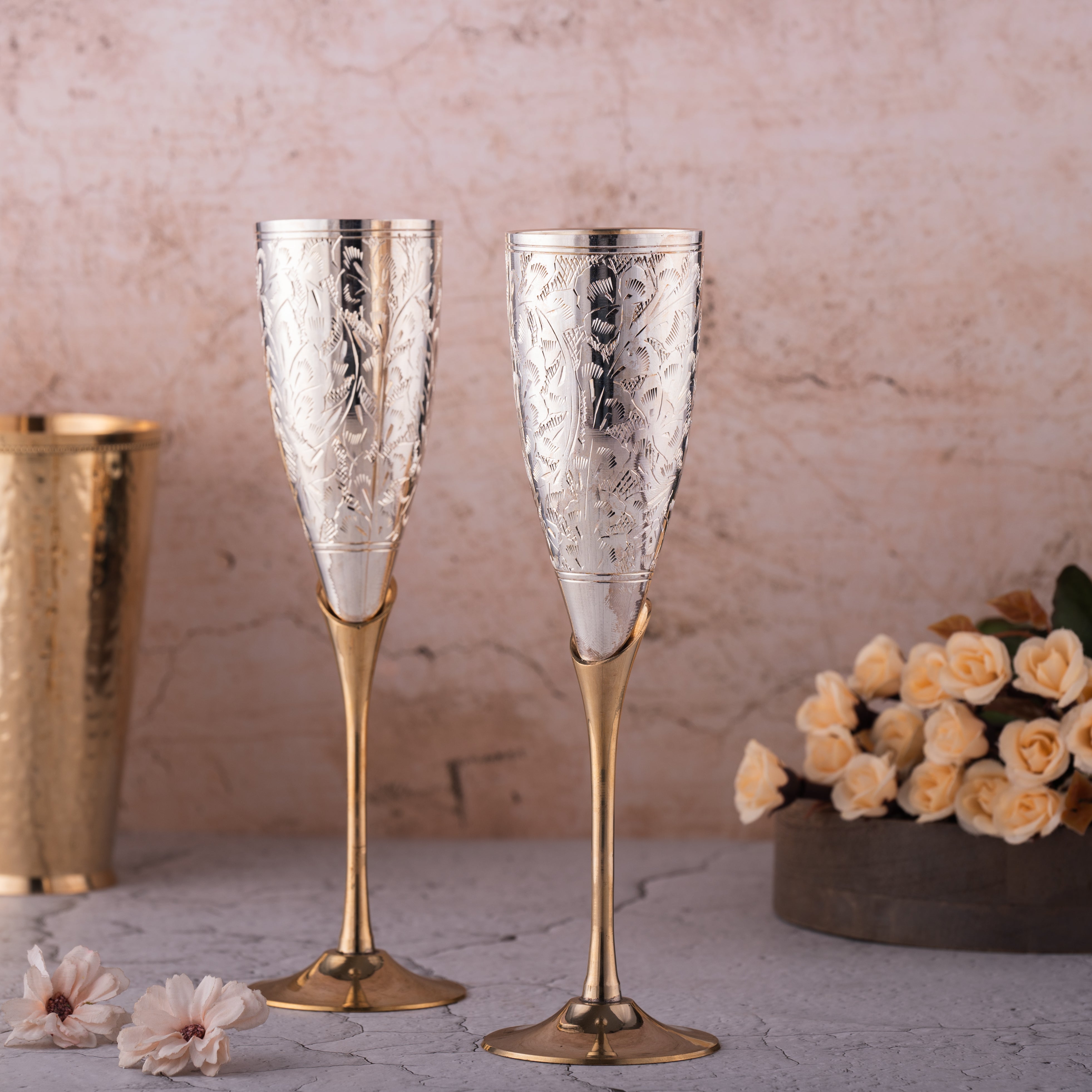 Brass Champagne Glass Set of 2