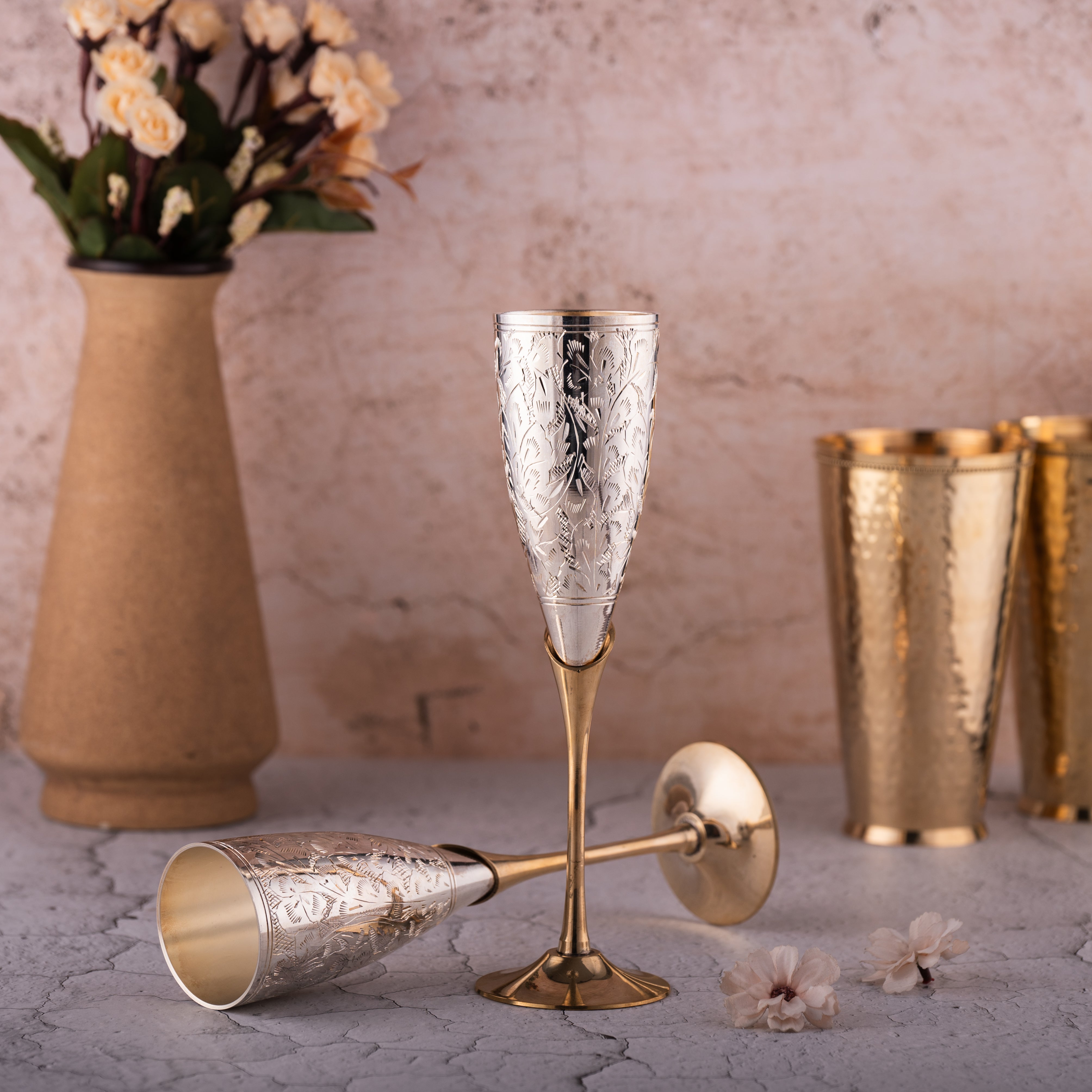 Brass Champagne Glass Set of 2